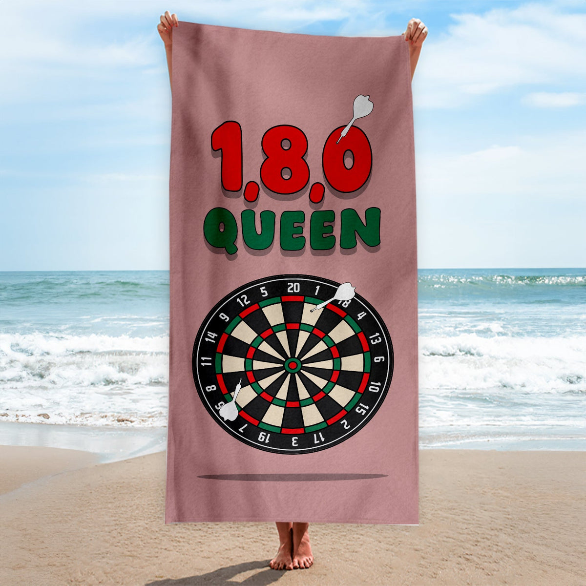 1,8,0 Queen - Darts Beach Towel - 150cm x 75cm