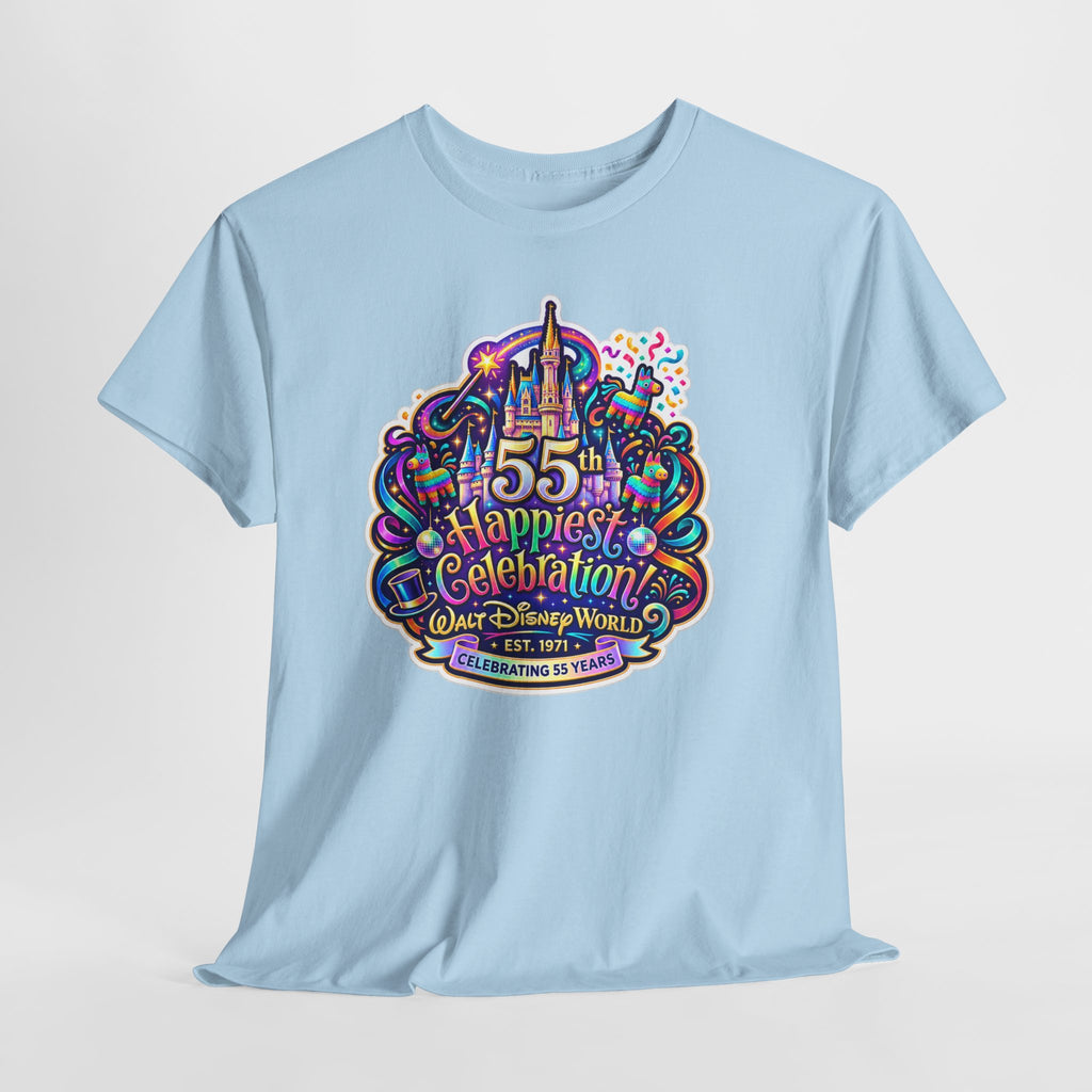 T-Shirt — "55th Happiest Celebration" Colorful Anniversary Castle Graphic Tee