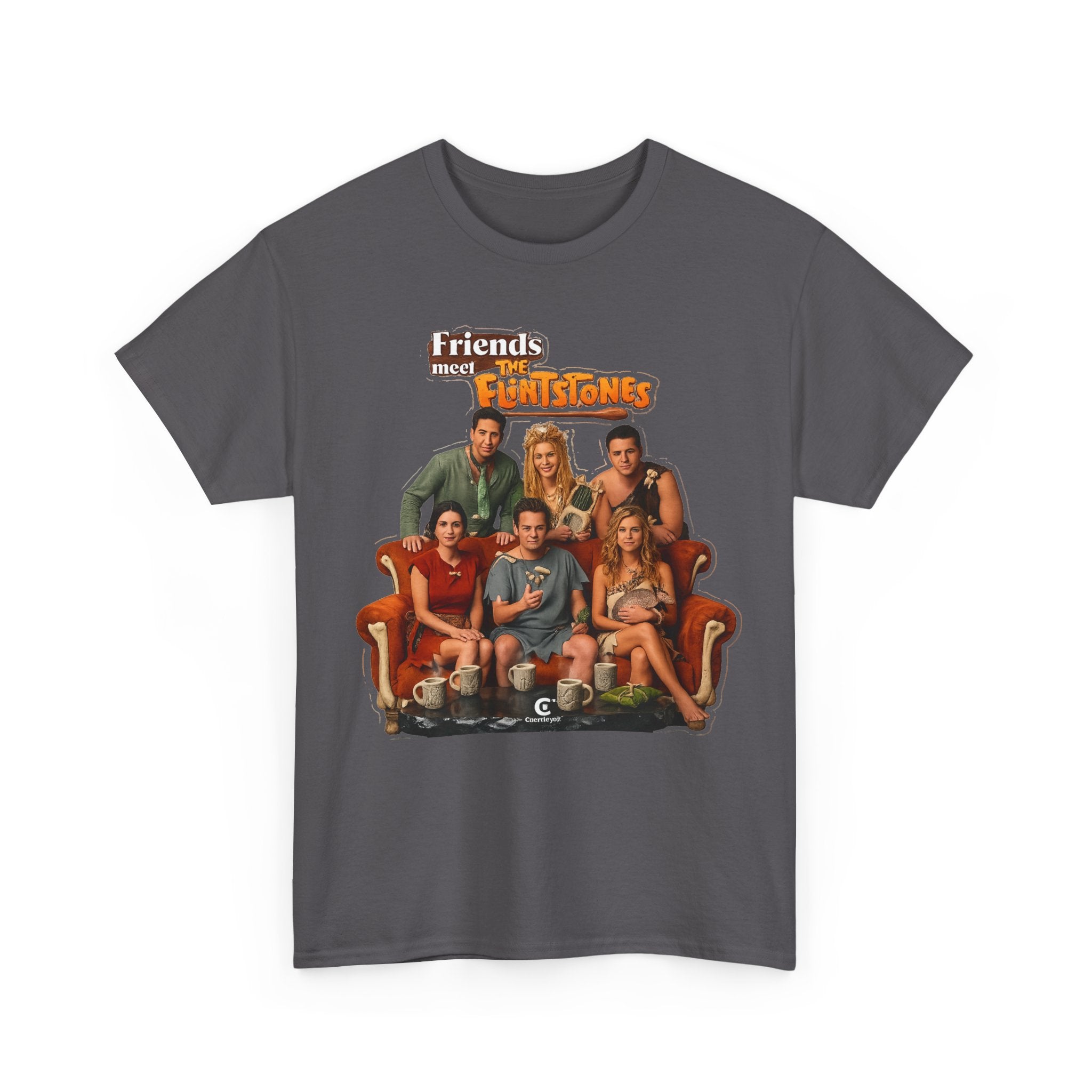 Friends meets the Flintstones TV Sitcom Cast Graphic Tee — 'Friends' Retro Couch Design