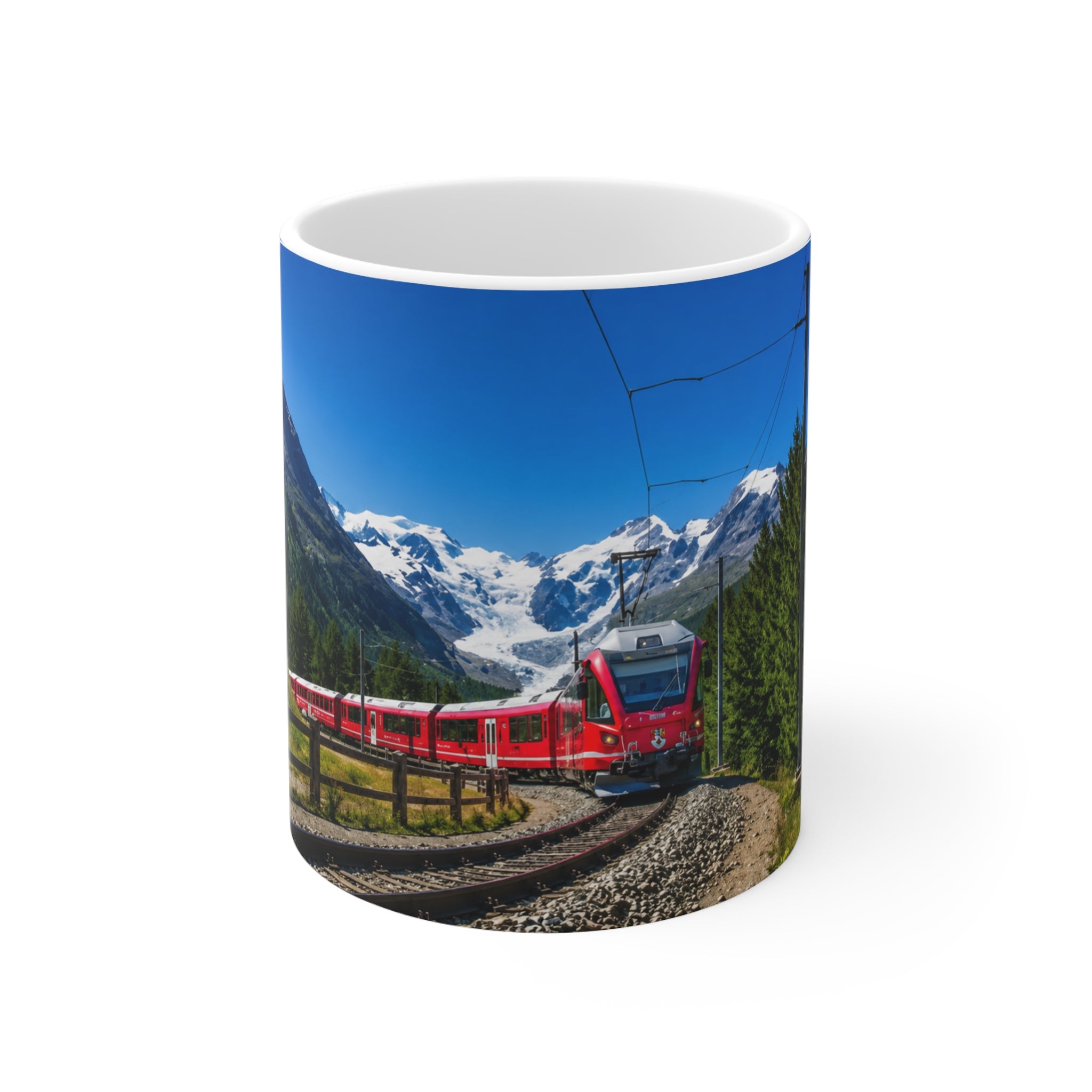 Mountain Train Scenic Coffee Mug – Red Alpine Railway 11oz/15oz