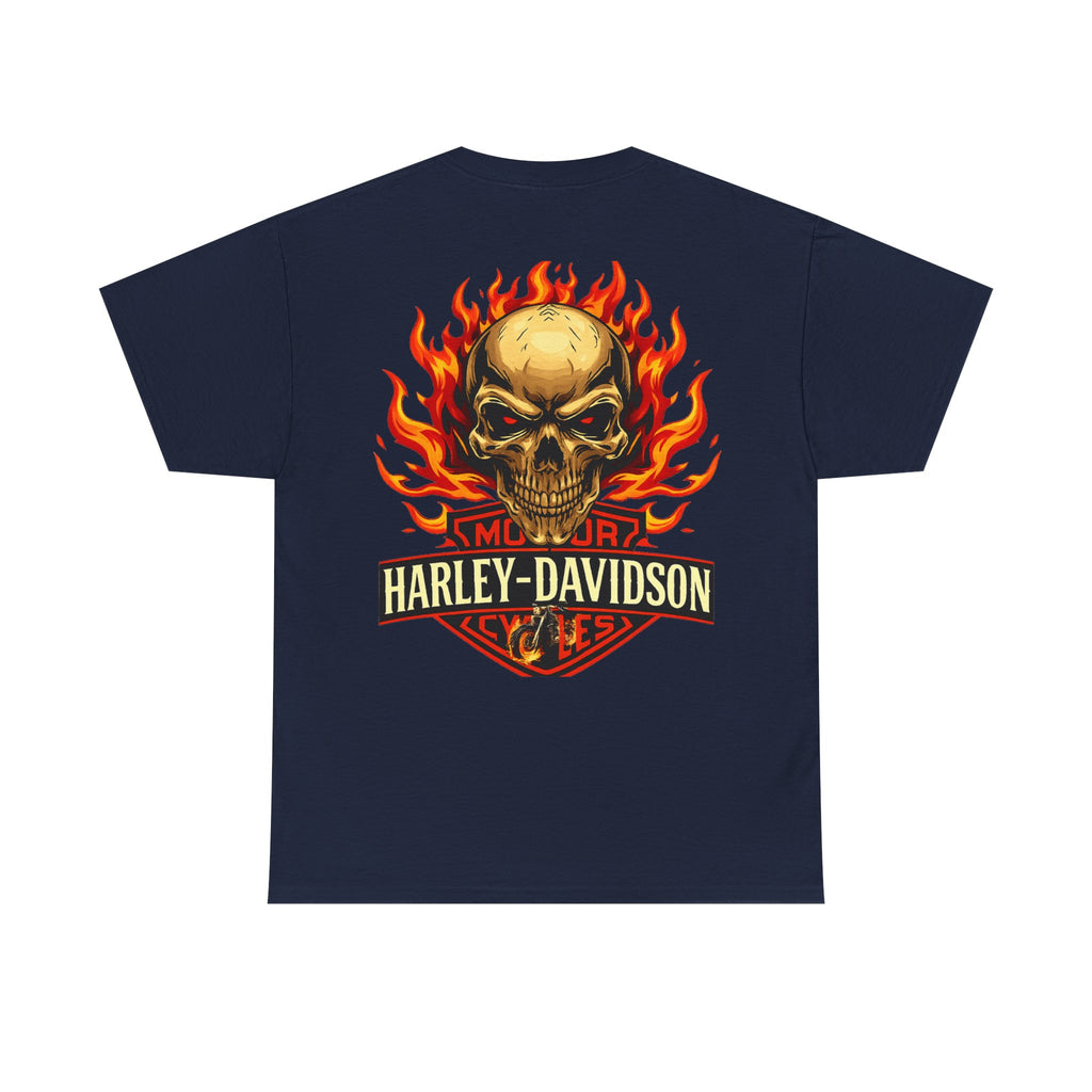 Harley-Davidson Flame Skull Inspired Cotton T-Shirt