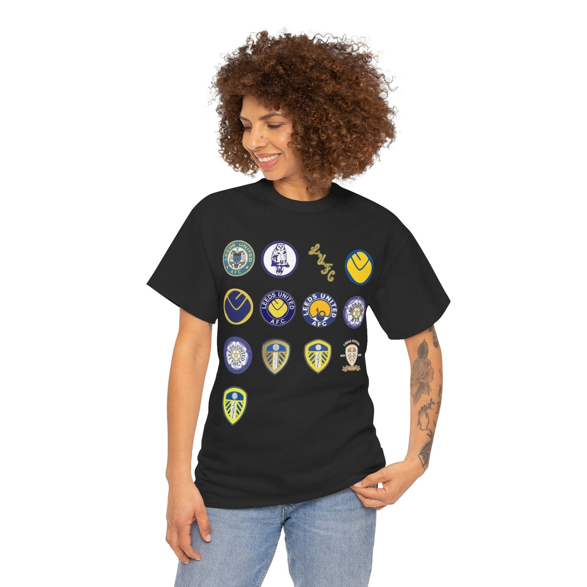 Leeds United Retro Crest Cotton T-Shirt — Vintage Football Club Emblem Tee