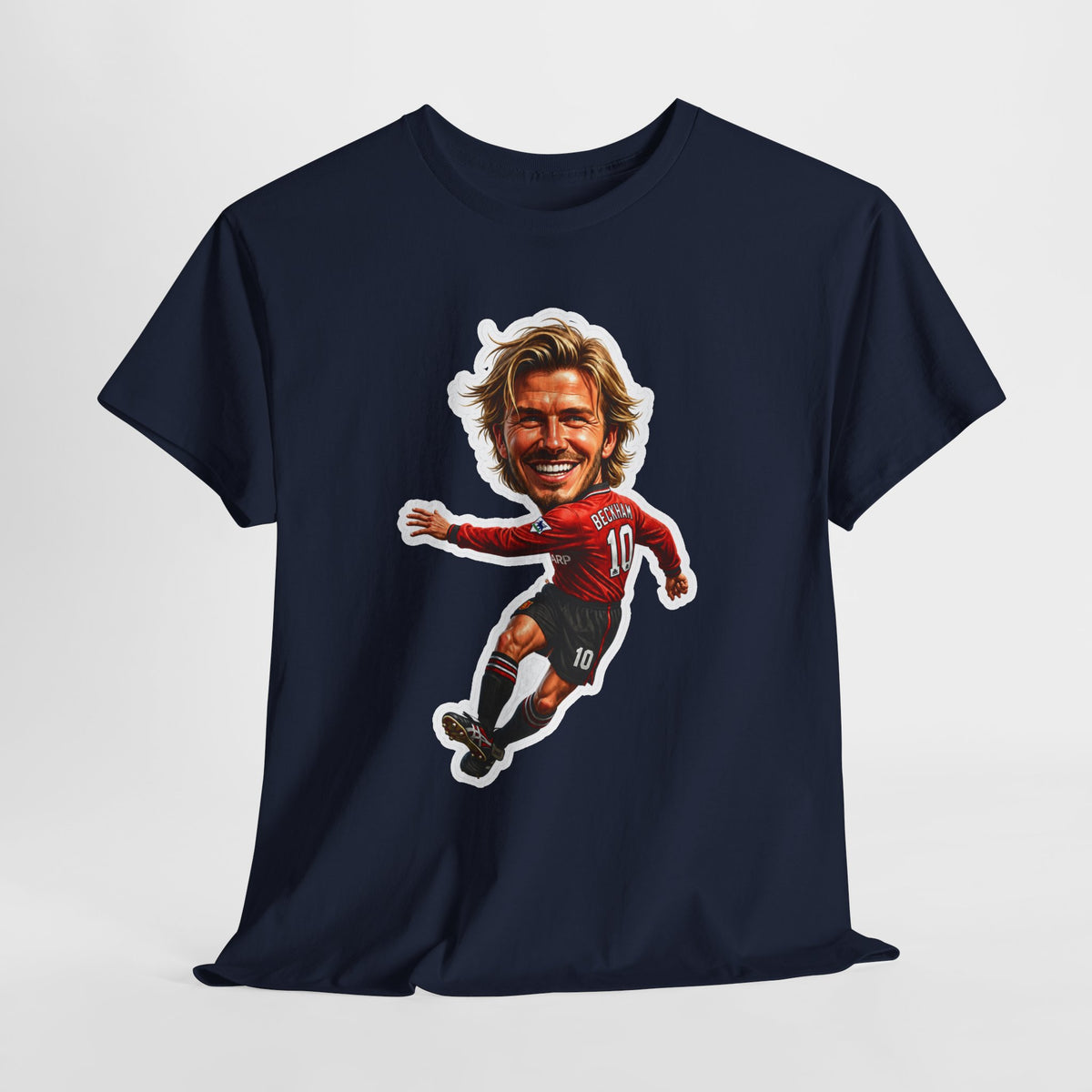 Beckham Caricature Cotton T-Shirt — Retro Football Player Graphic Tee