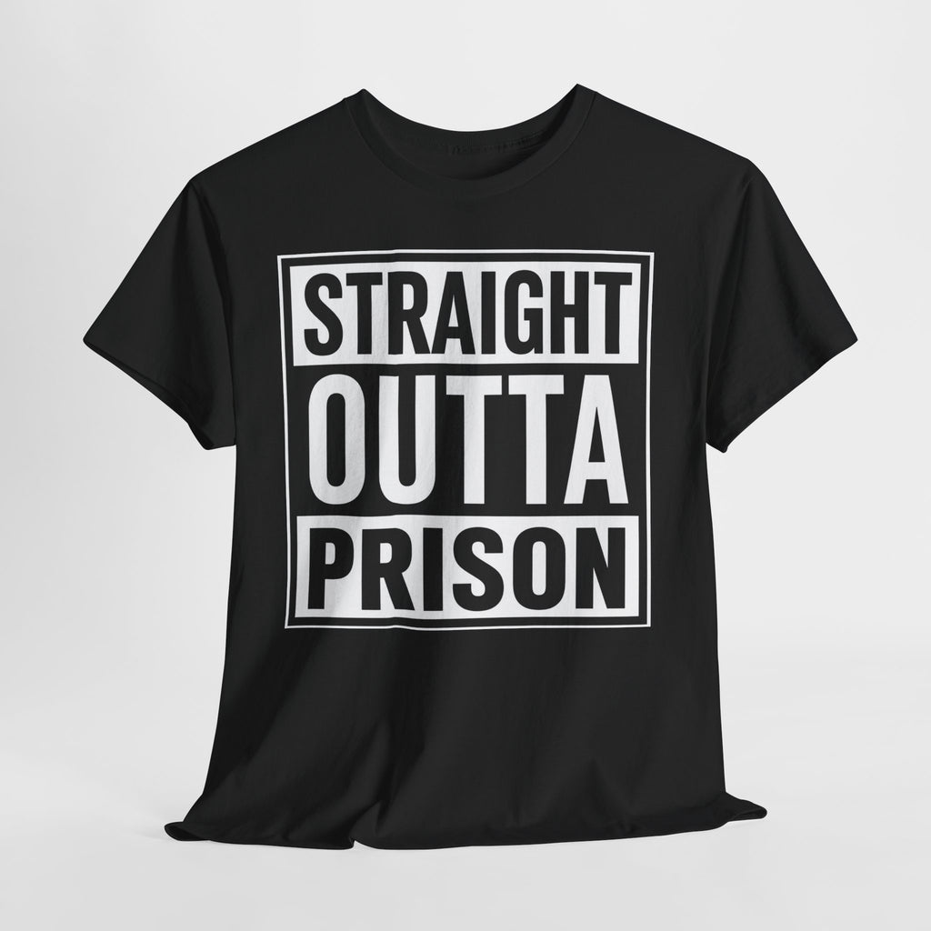 Straight Outta Prison Tee — Bold Retro Prison Box Graphic T-Shirt