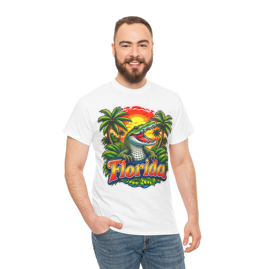 Florida Gator Sunset T-Shirt — Tropical Palm Beach Vacation Tee
