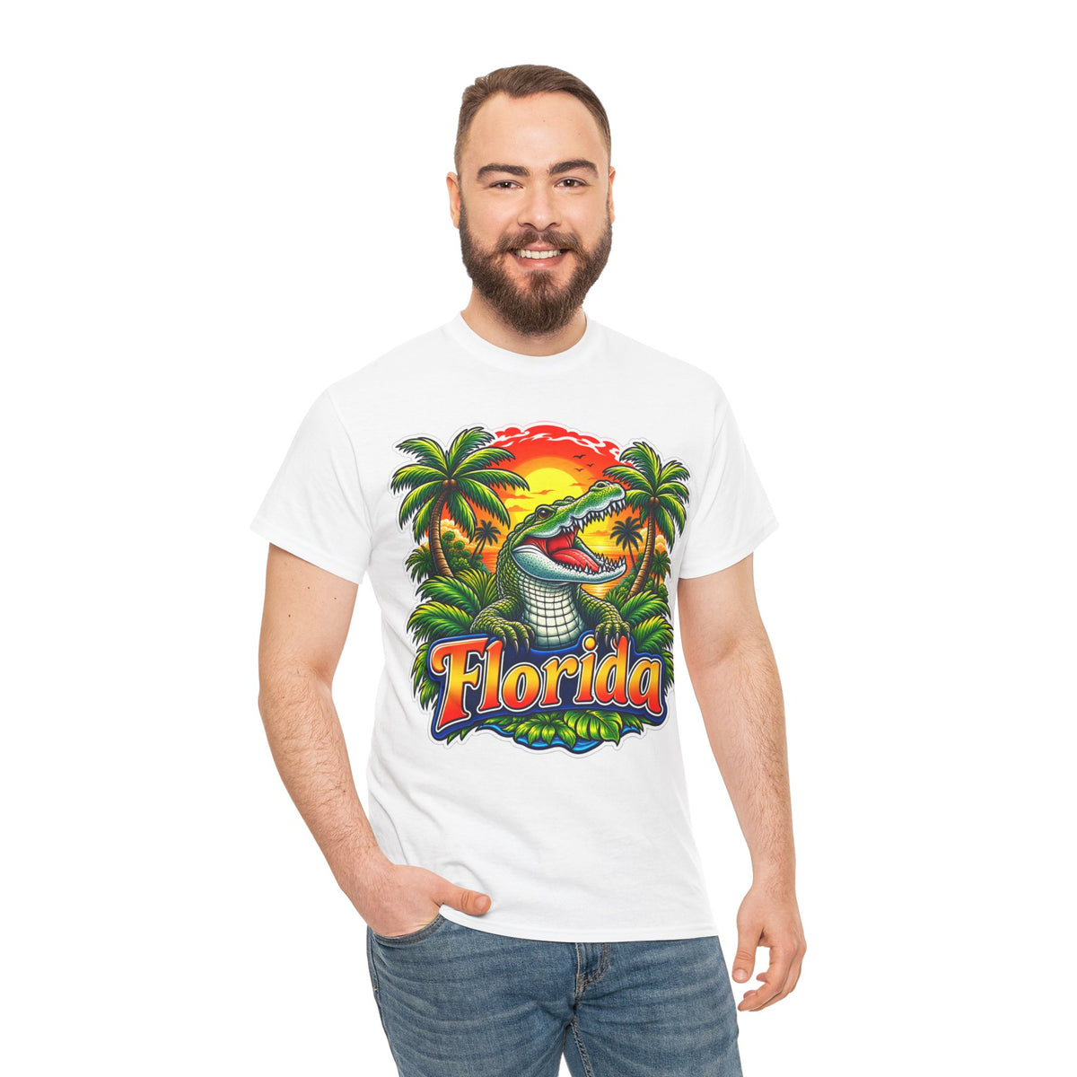 Florida Gator Sunset T-Shirt — Tropical Palm Beach Vacation Tee