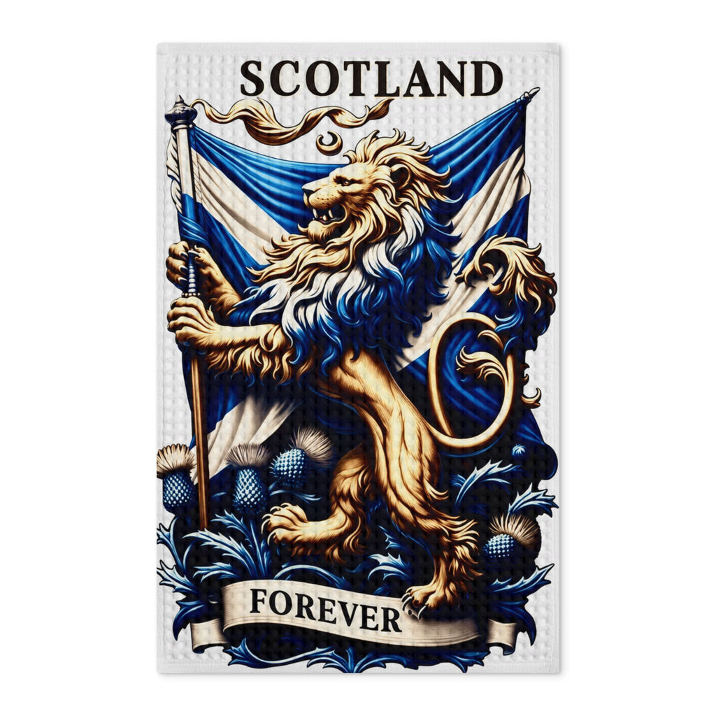 Scotland Lion Tea Towel - 'Scotland Forever' Waffle Kitchen Towel