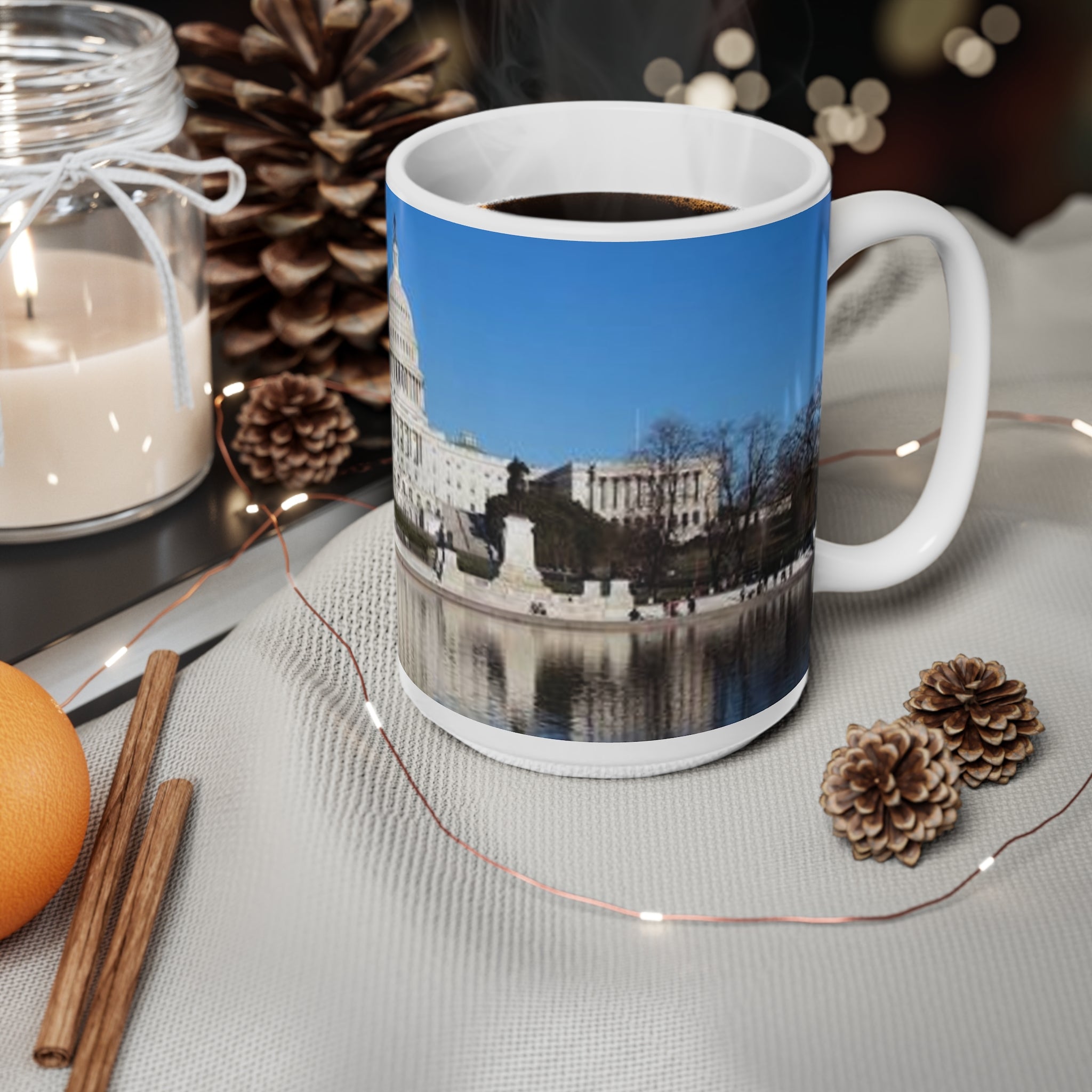US Capitol Reflection Mug — Washington D.C. Scenic Ceramic Coffee Cup (11oz & 15oz)