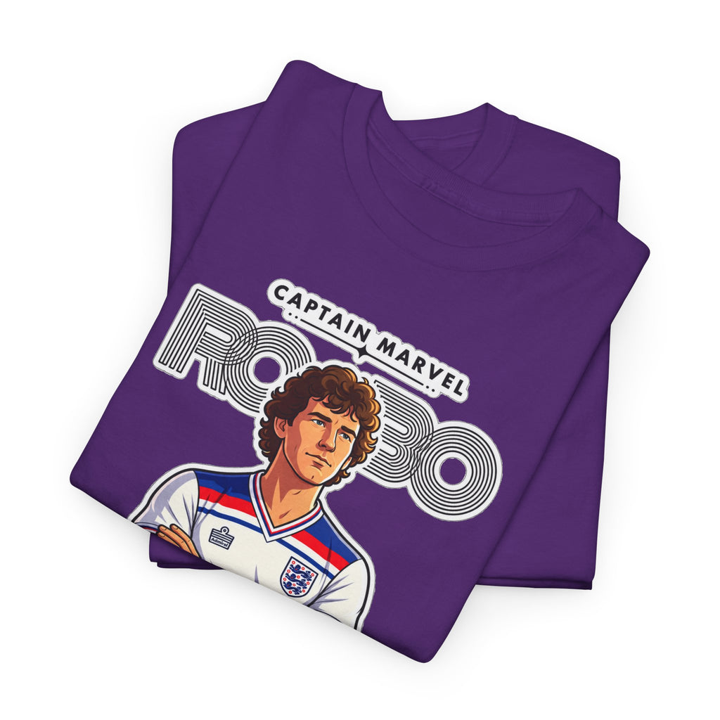 Bryan Robson Retro England Football Cotton T-Shirt / Tee — "Captain Marvel" Soccer Player Graphic