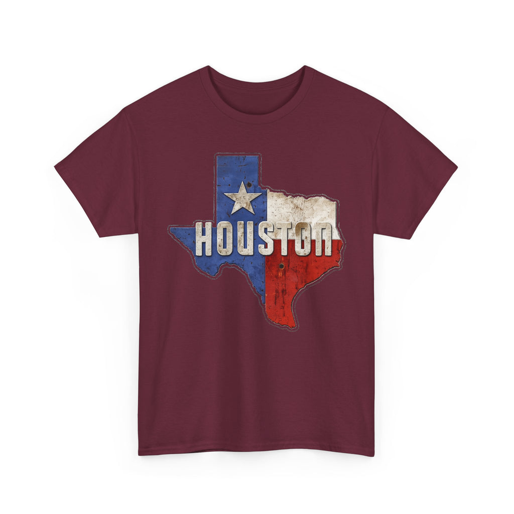 Houston Texas Flag Graphic Tee — Vintage State Outline T-Shirt