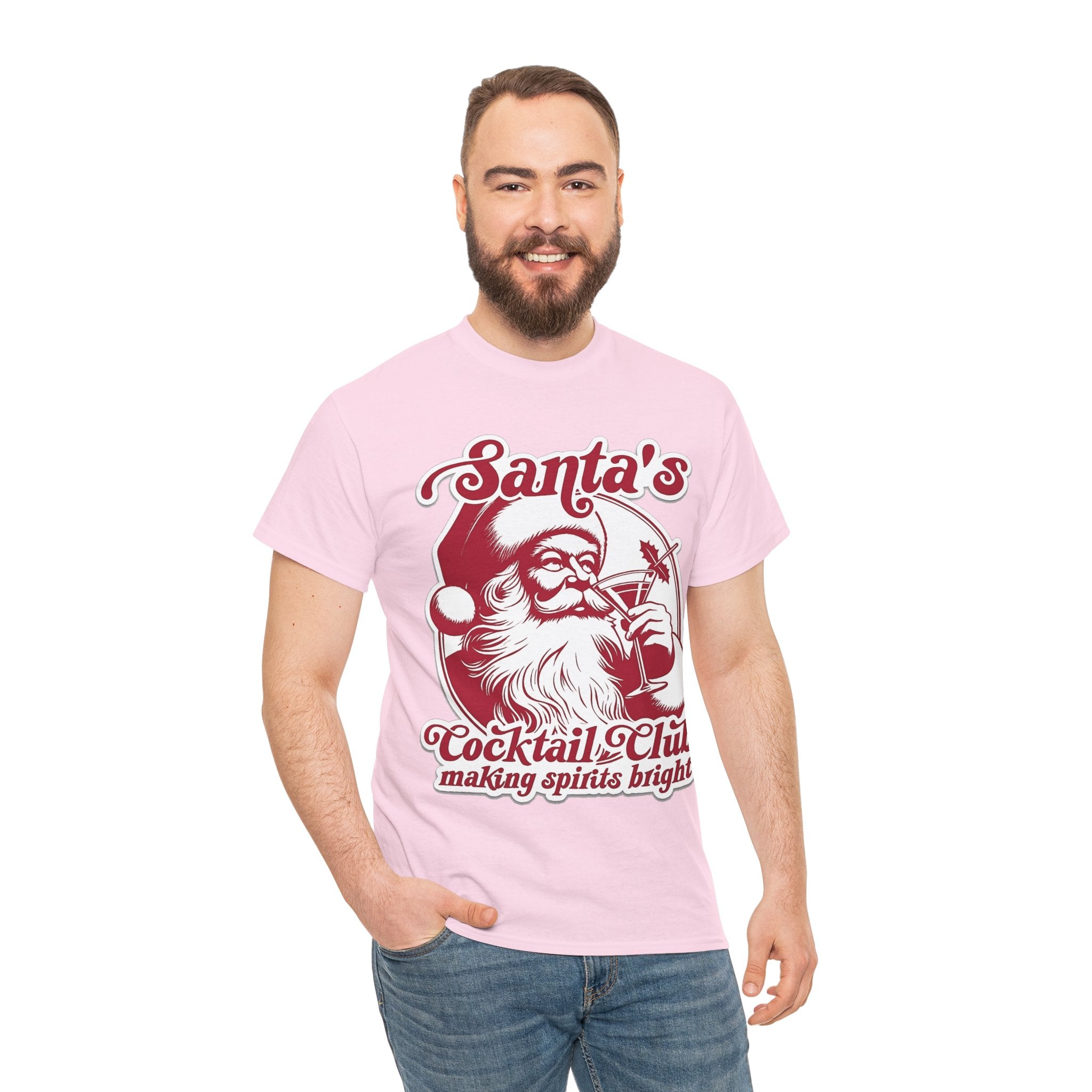 Santa’s Cocktail Club Tee — "Making Spirits Bright" Christmas Shirt
