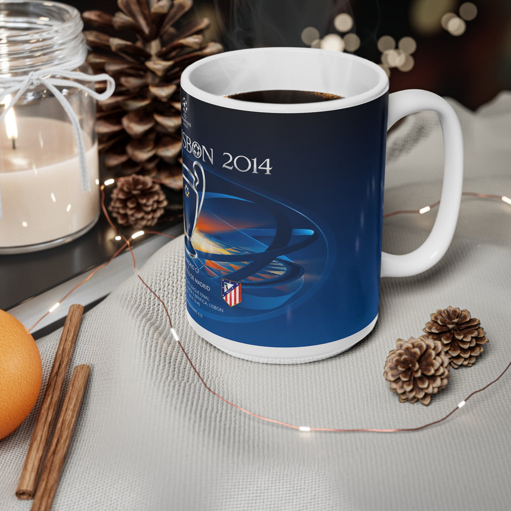 2014 Champions League Final Programme Cover Inspired Mug — Real Madrid vs Atlético Commemorative Coffee Cup