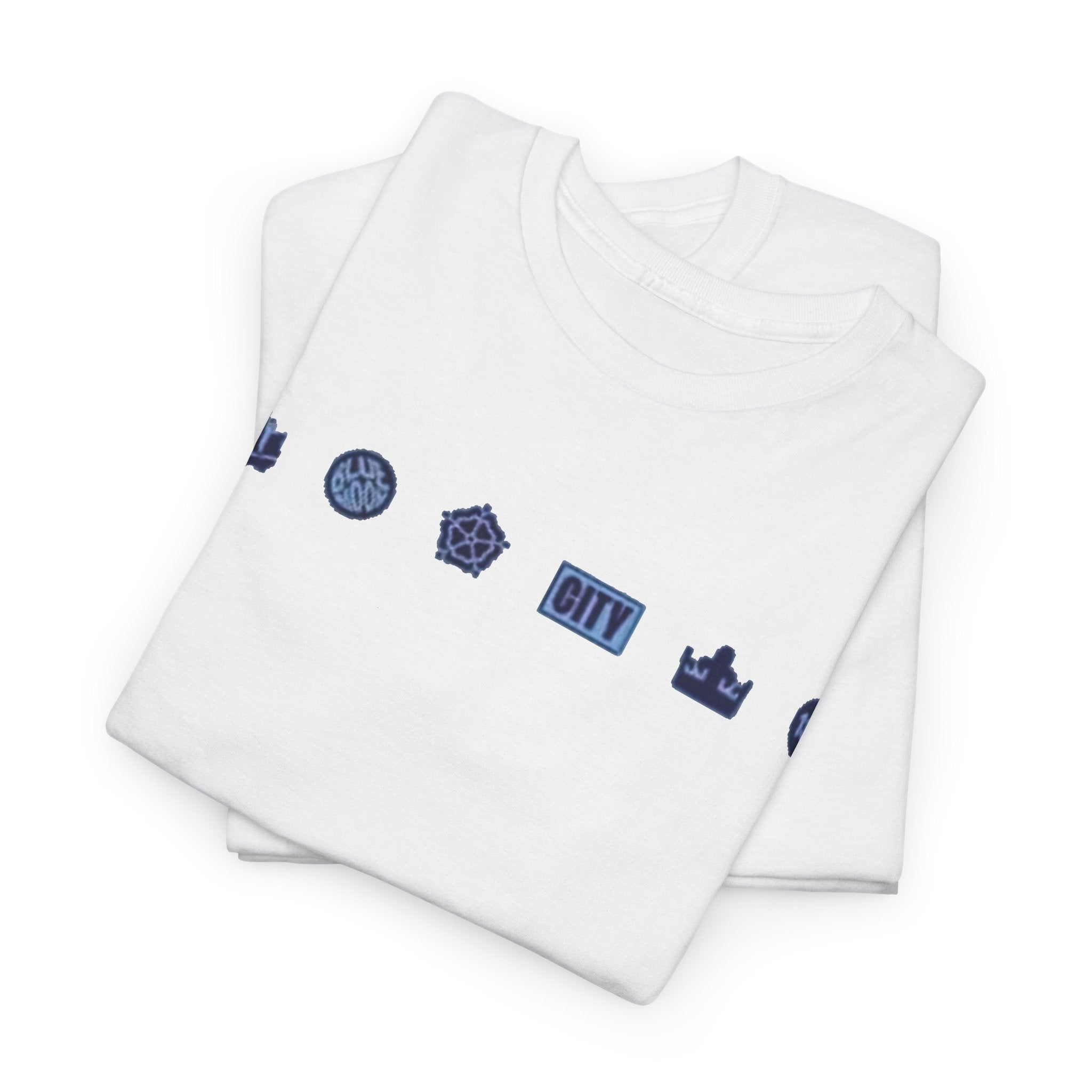 Manchester City Minimal City Icons Tee — Navy Skyline Icons Chest Print