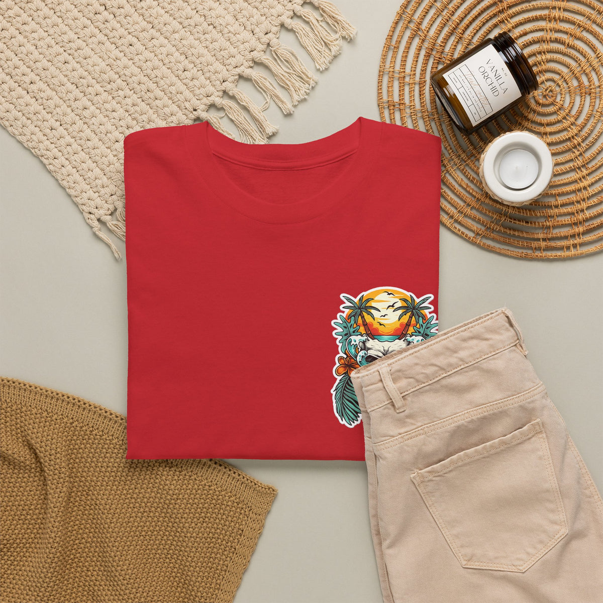 Tropical Skull Tee — Sunset Palm Beach Skull T-Shirt