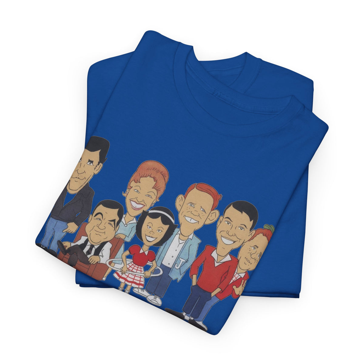 Happy Days Retro TV Cast Cartoon Tee - Vintage Sitcom Character Group Shirt