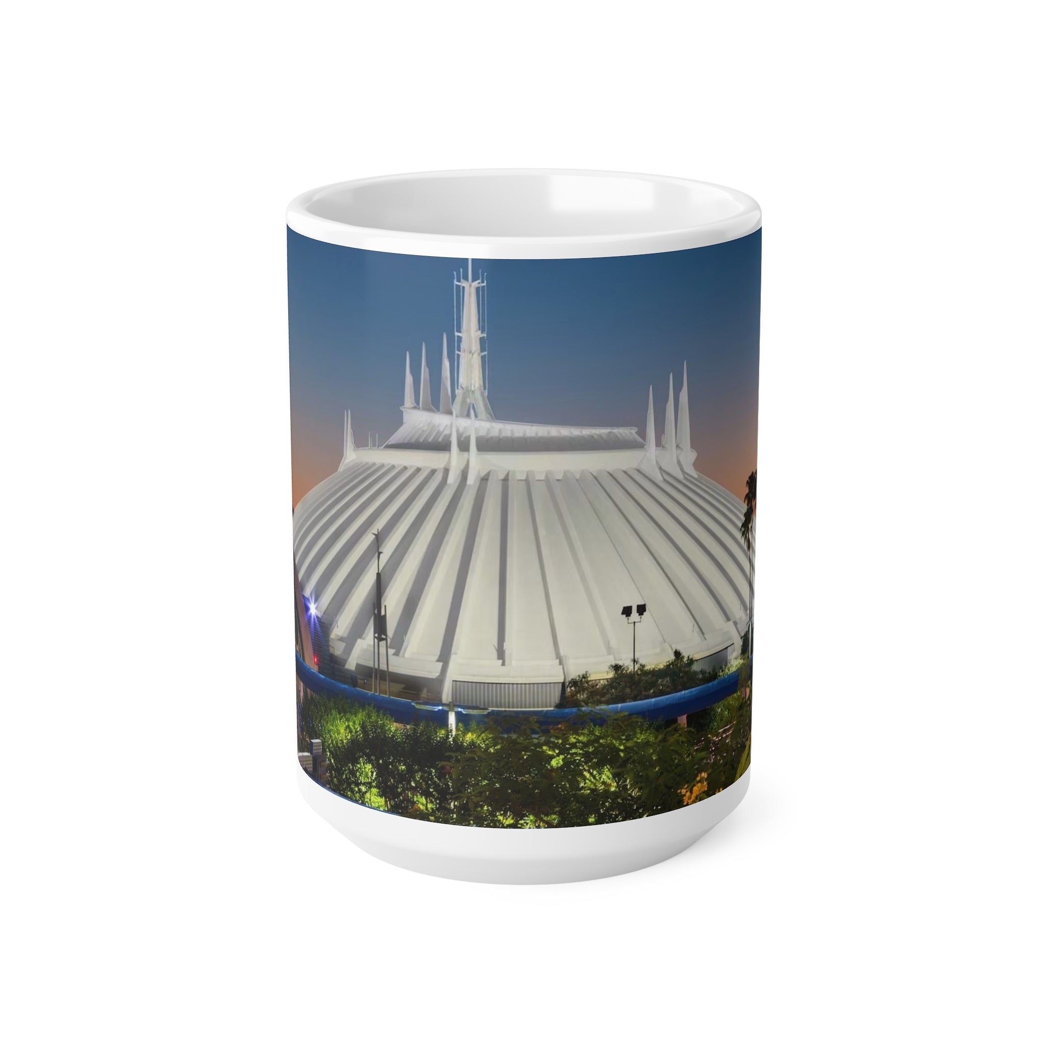 Space Mountain Sunset Ceramic Coffee Mug — Theme Park Photo Mug (11oz & 15oz)