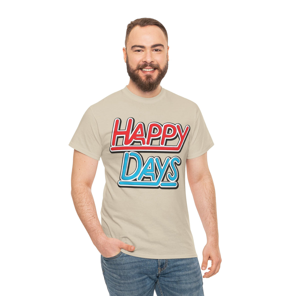Happy Days T-Shirt — Retro Red & Blue Inspired Graphic Cotton T-shirt