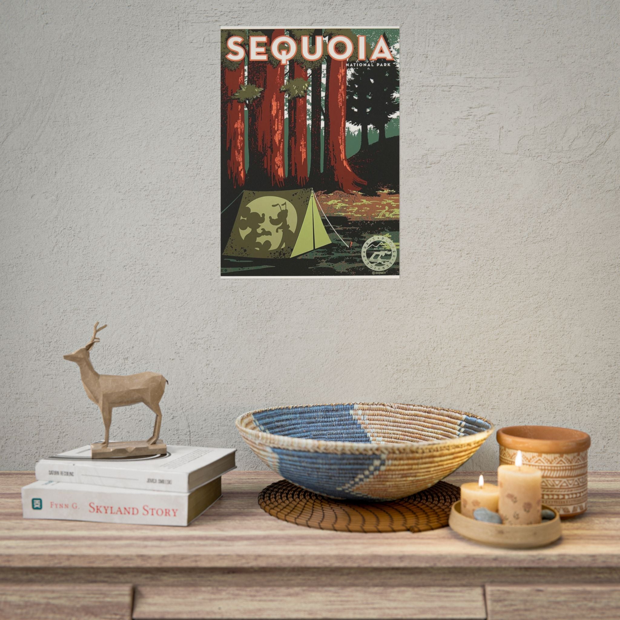 Sequoia National Park Vintage Camping Poster — Rolled Art Print
