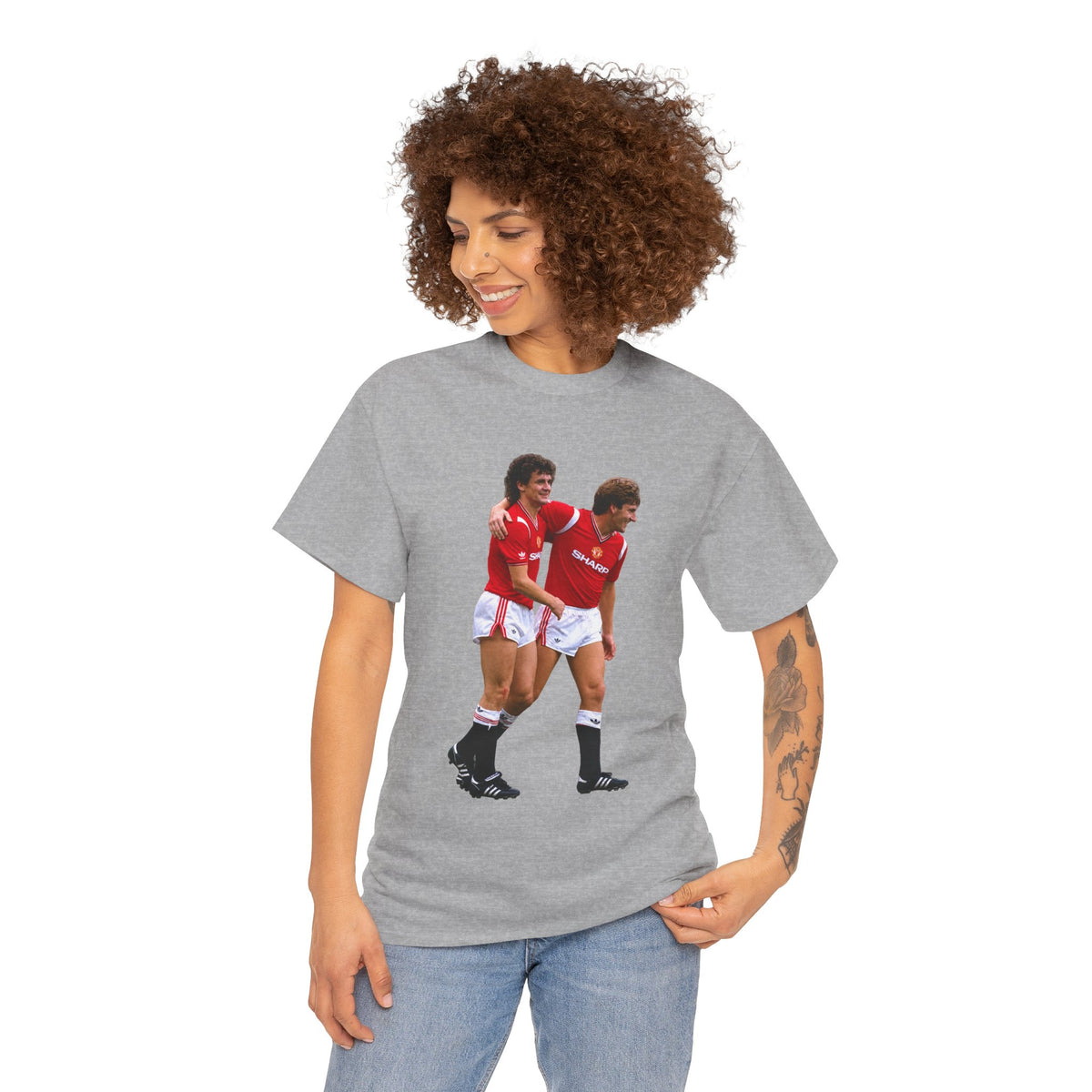 Hughes and Whiteside Manchester United Legend Teammates Graphic Cotton T-Shirt / Tee