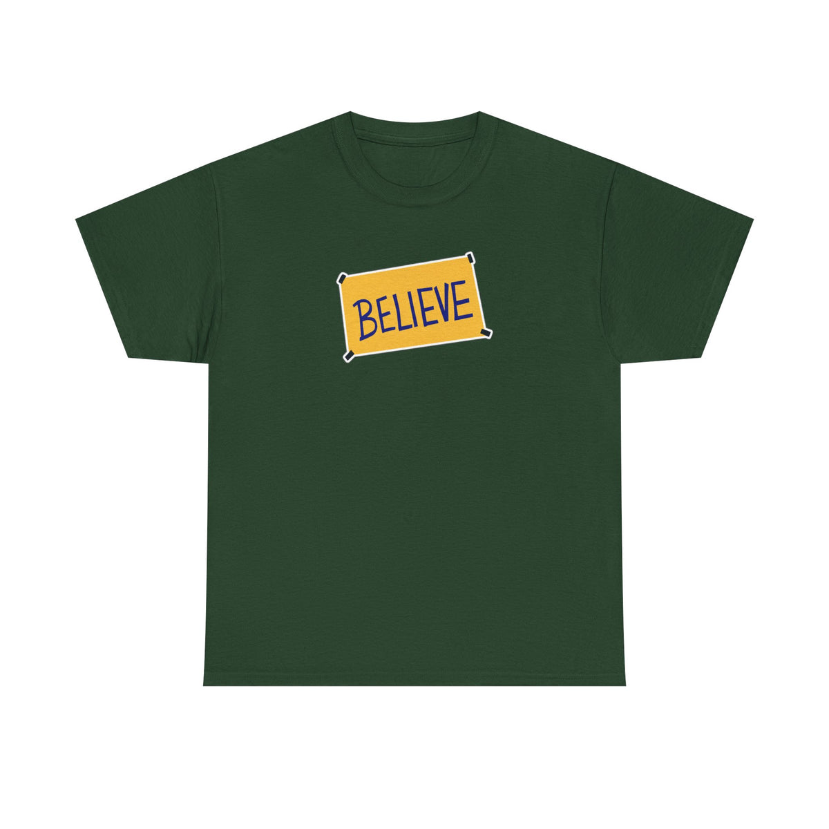 Ted Lasso Inspired Believe Graphic Tee — Inspirational Yellow Patch T-Shirt