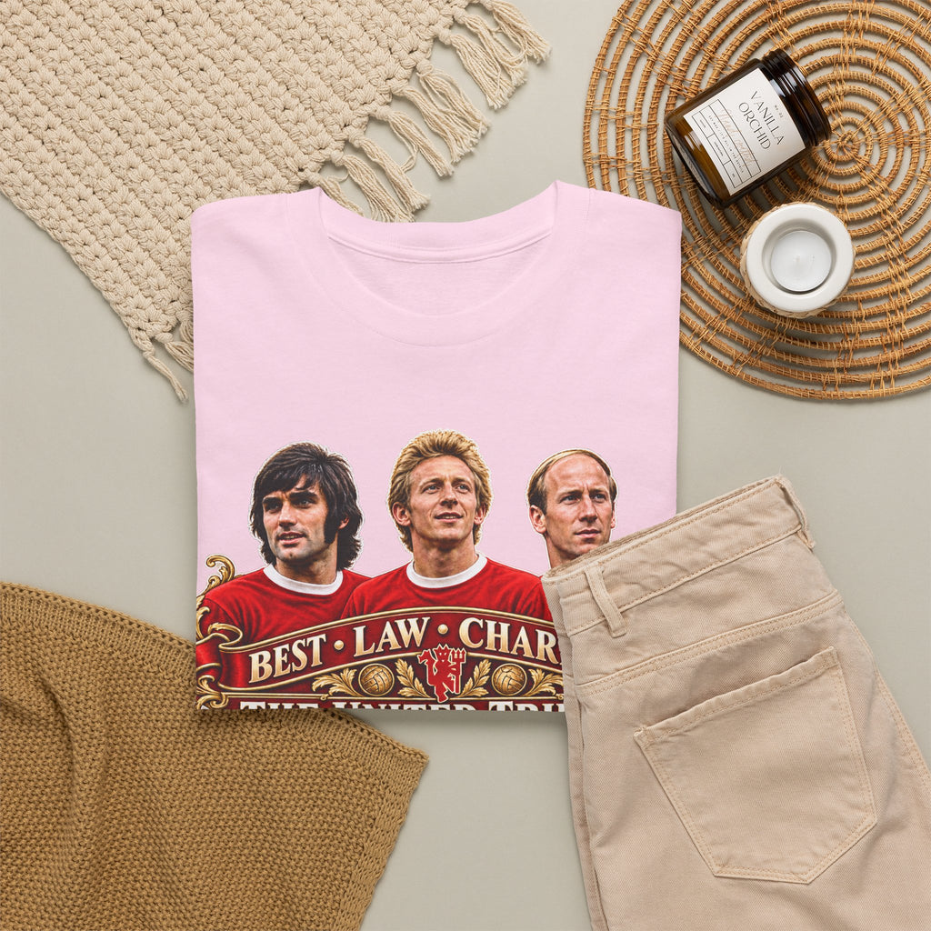 T-Shirt — 'The United Trinity: Best · Law · Charlton' Vintage Football Tribute Tee