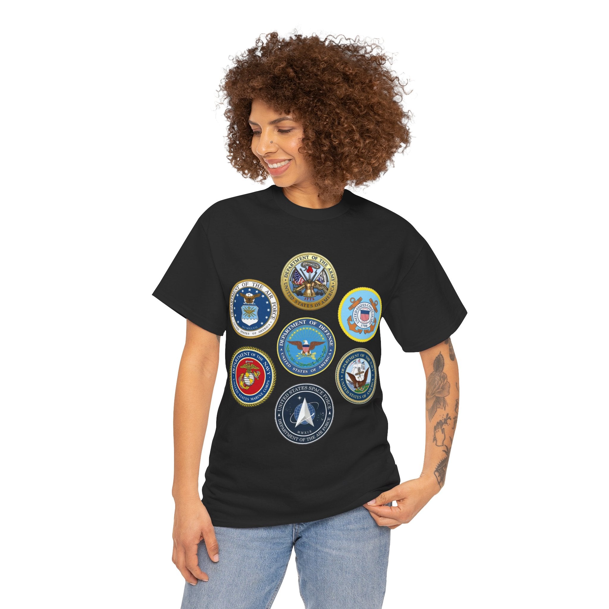 Military Branch Seals T-Shirt — Vintage US Armed Forces Emblems Tee