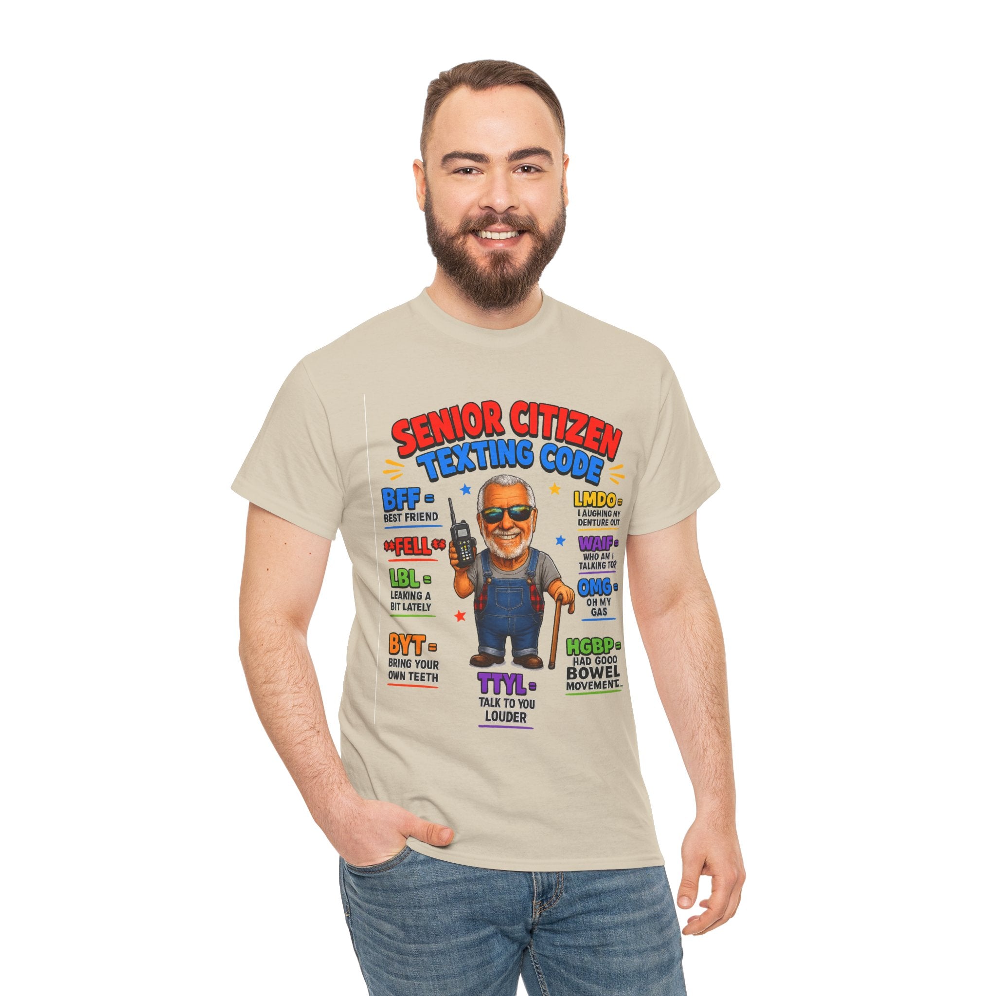 Senior Citizen Texting Code T-Shirt — Funny Grandpa Grandma Retirement Gift