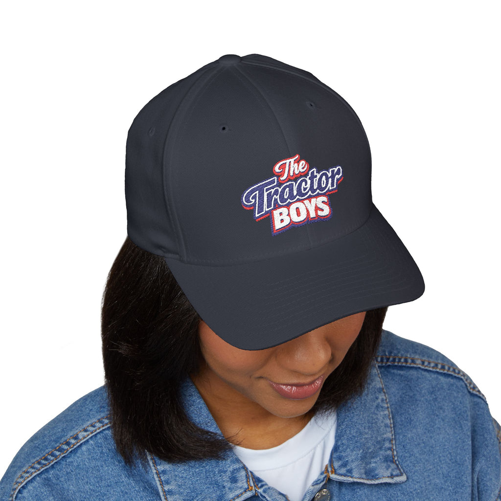 Embroidered 'The Tractor Boys' Structured Cap - Retro Red & Blue Logo