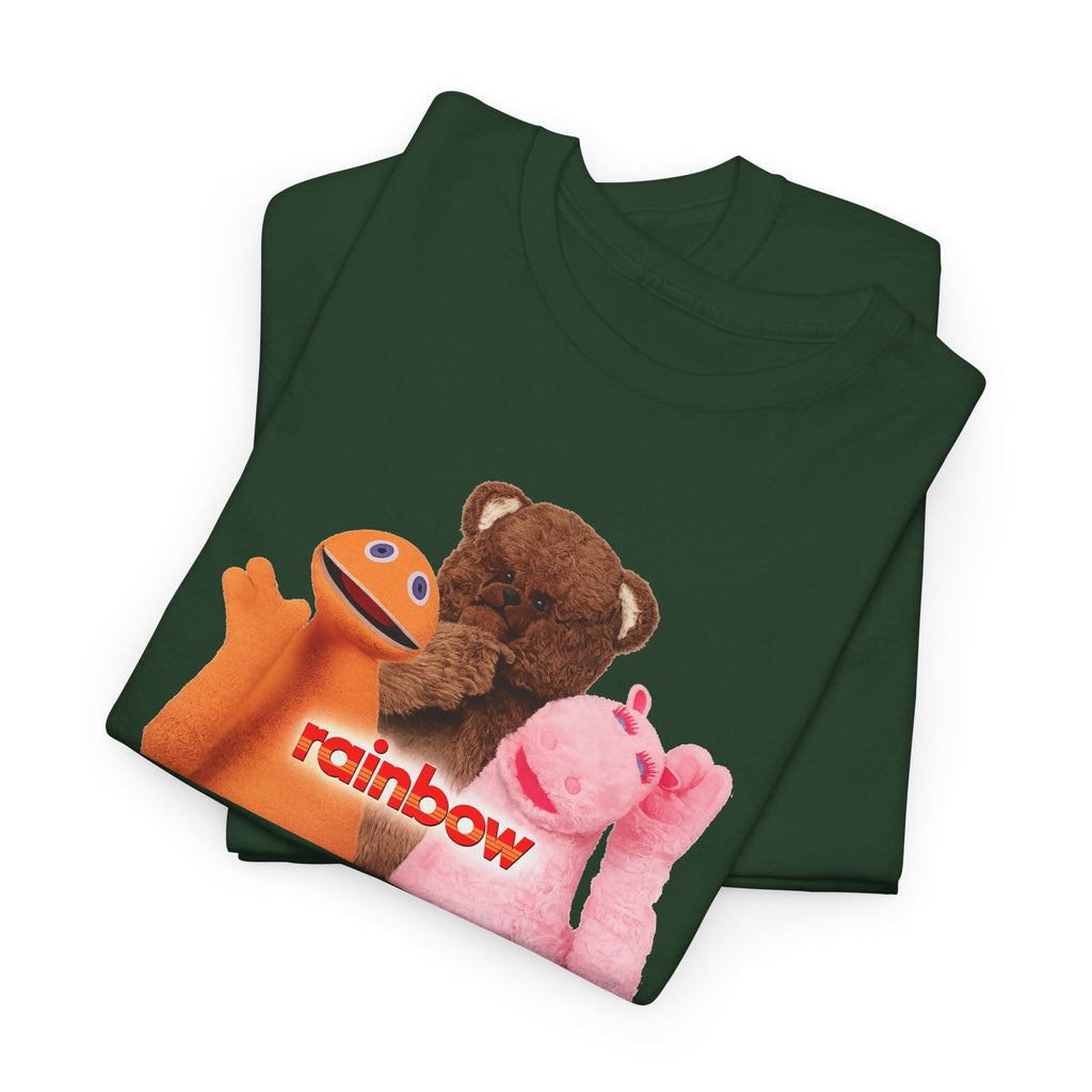 Rainbow Kids TV Zippy, George and Bungle Puppets T-Shirt — Cute Teddy & Hand Puppets Graphic Tee