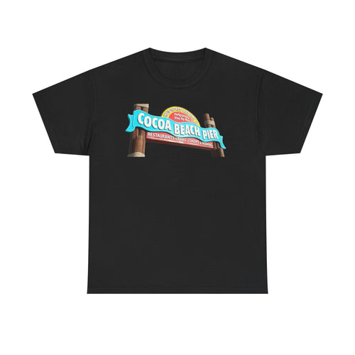 Cocoa Beach Pier T‑Shirt — Retro Beach Sign Vacation Tee