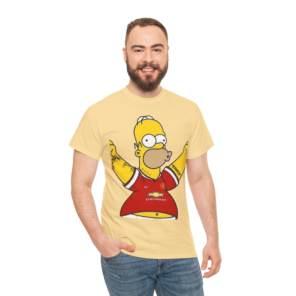 Homer Simpson Manchester Fan T-Shirt — Cartoon Football Supporter Tee