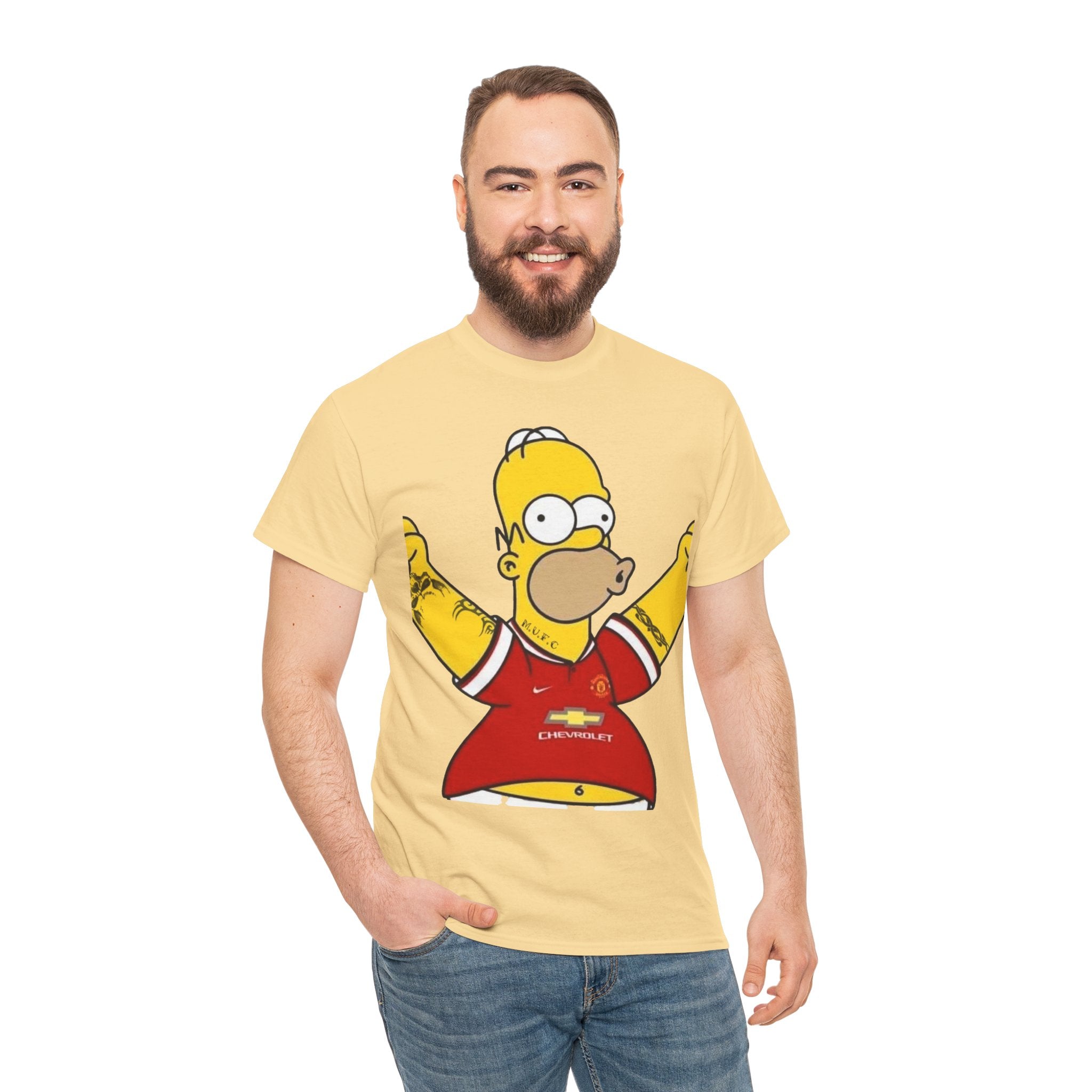 Homer Simpson Manchester Fan T-Shirt — Cartoon Football Supporter Tee