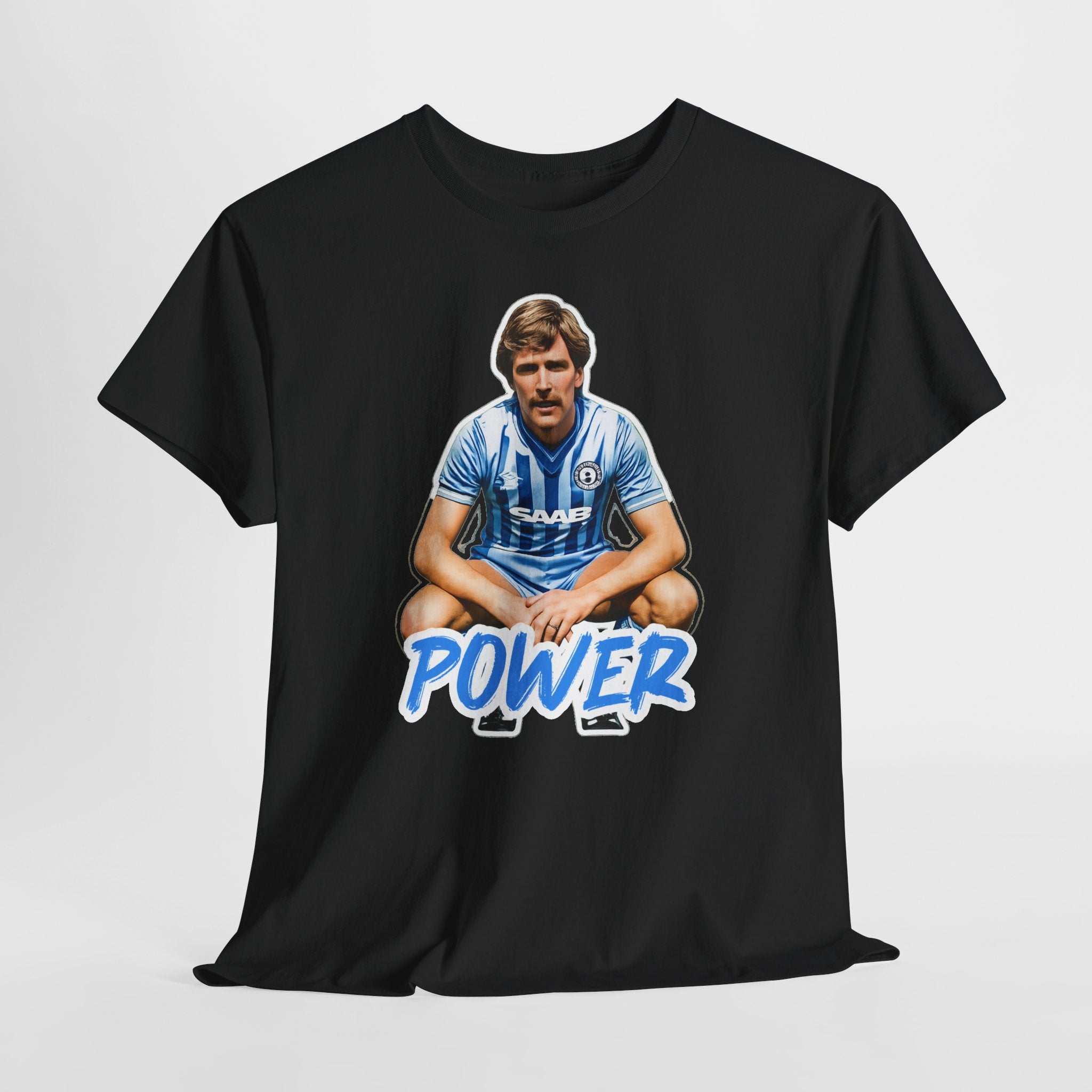 Paul Power Manchester City Legend Player Graphic Tee — Retro Football Jersey Design