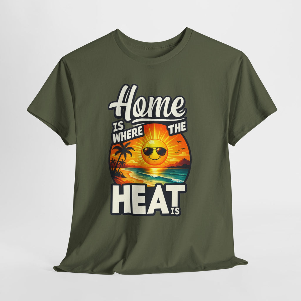 Home Is Where The Heat Is T-Shirt — Retro Beach Sunset Tee
