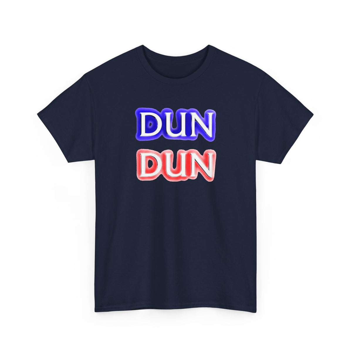 DUN DUN / Law & Order Graphic Tee — Retro Red & Blue Text Shirt