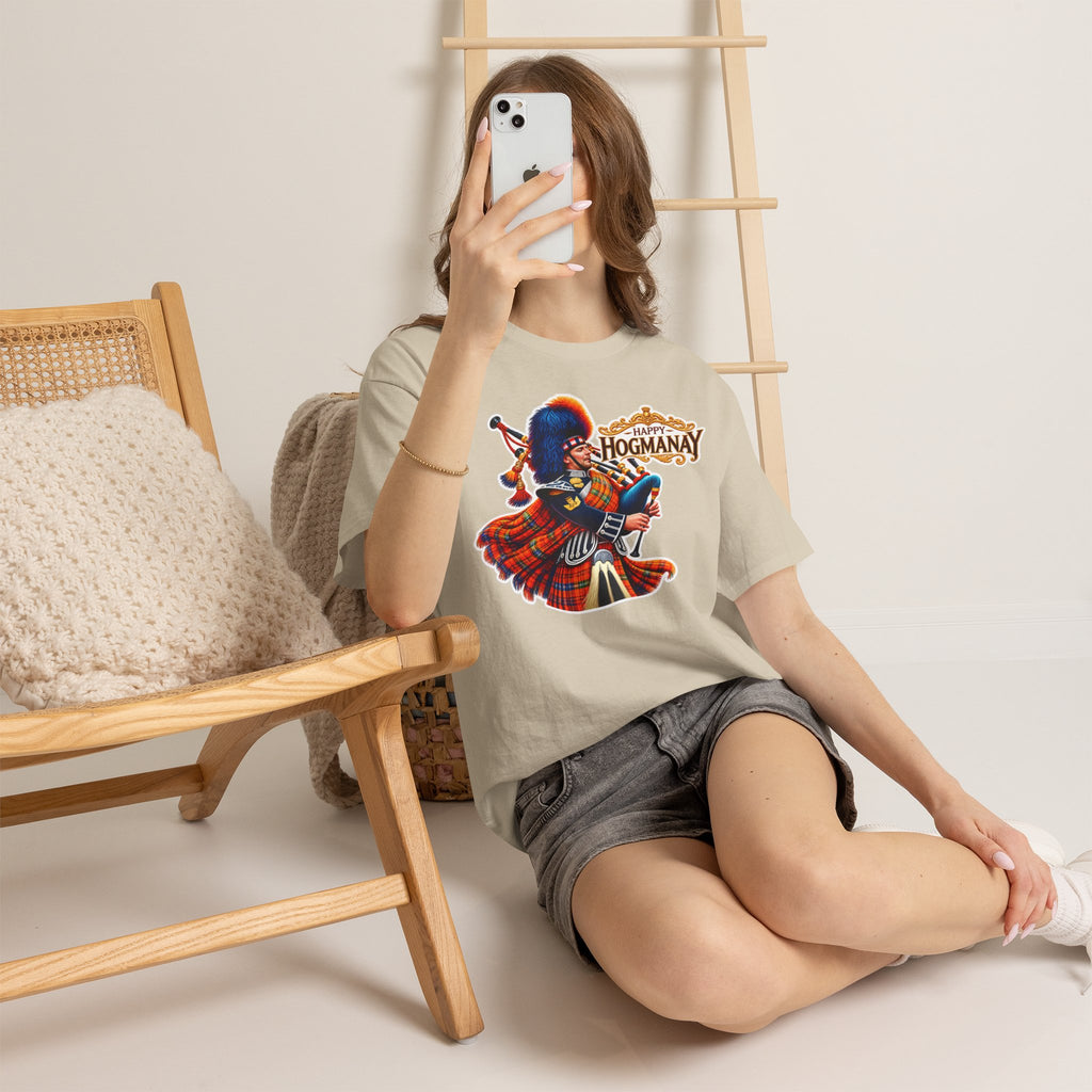 Hogmanay Bagpiper T‑Shirt — Happy Hogmanay Scottish New Year Tee