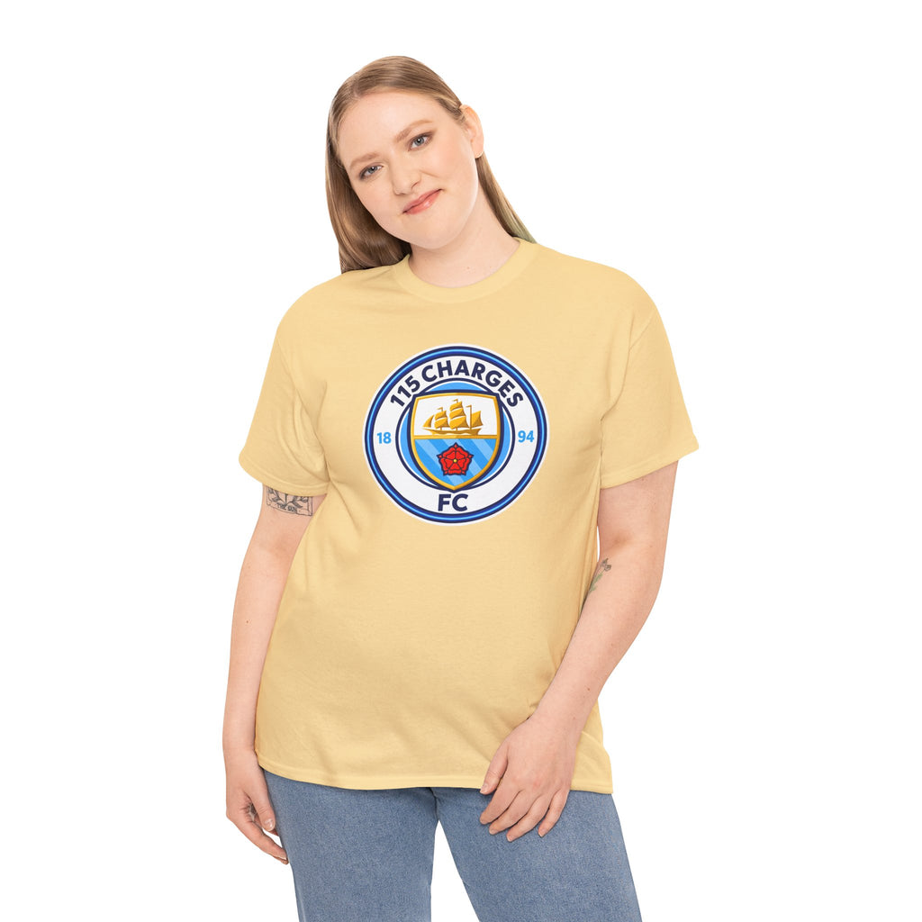 115 Charges FC Crest Cotton Tee — Vintage Blue Club Logo T-Shirt