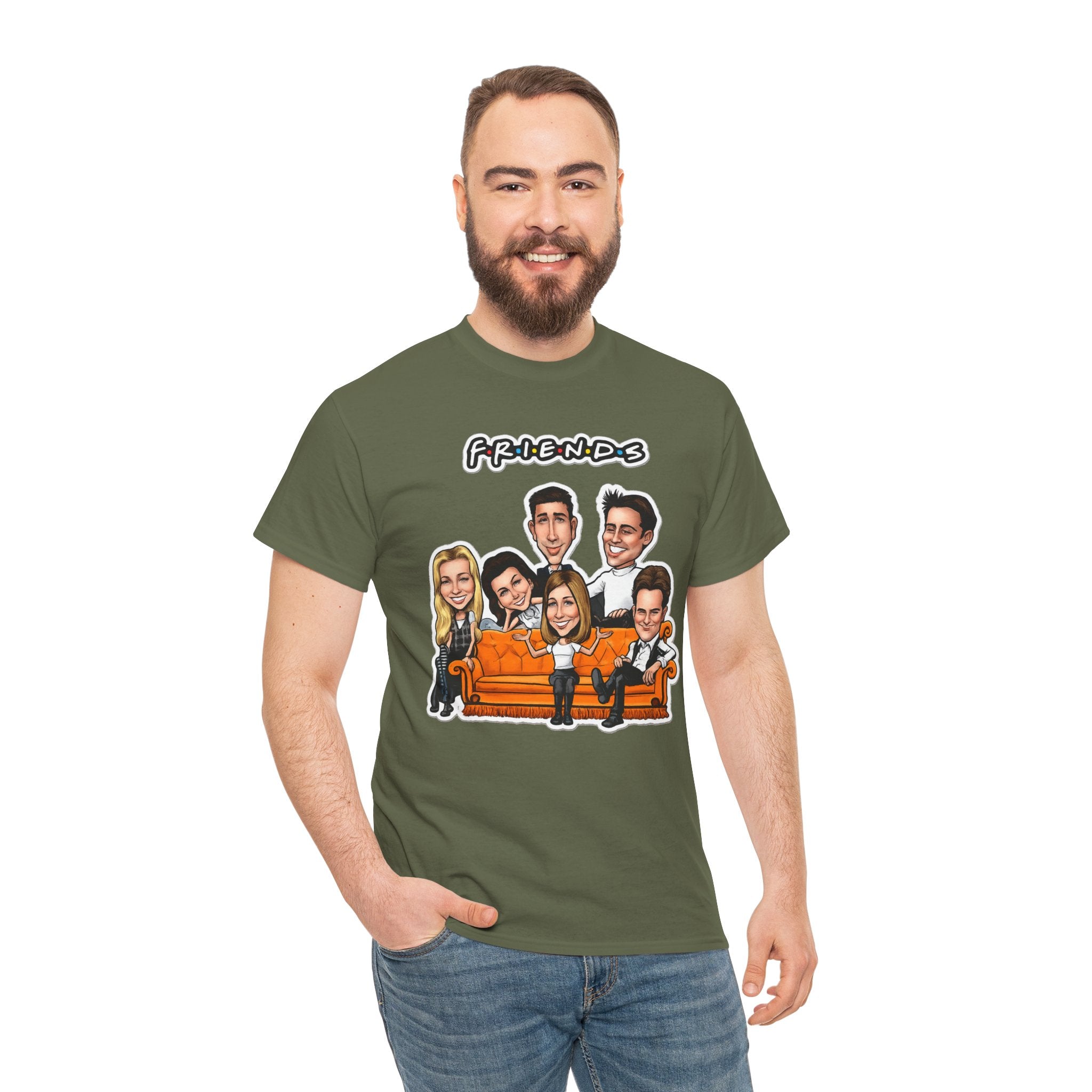 Friends TV Show Cartoon Cast T-Shirt — Iconic Couch Graphic Tee