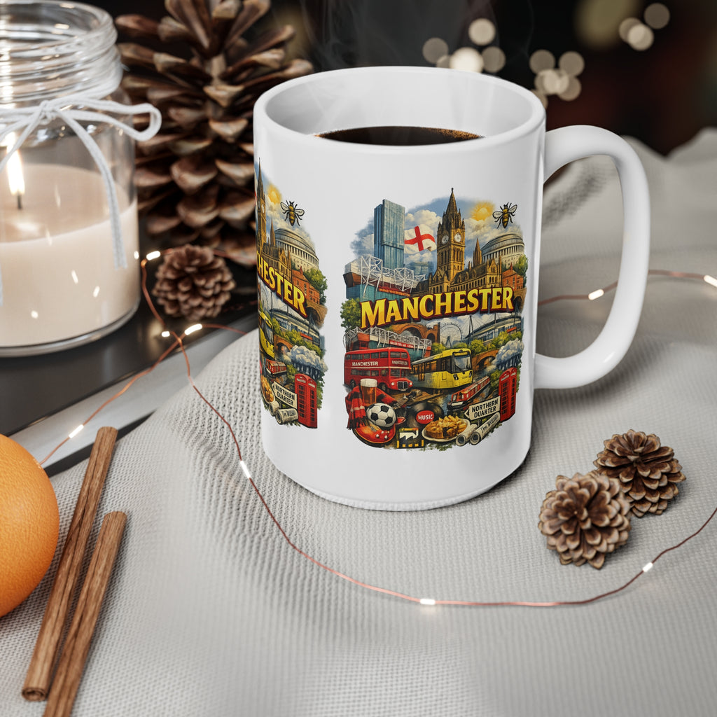 Manchester Landmark Ceramic Mug — 11oz & 15oz Souvenir Coffee Cup