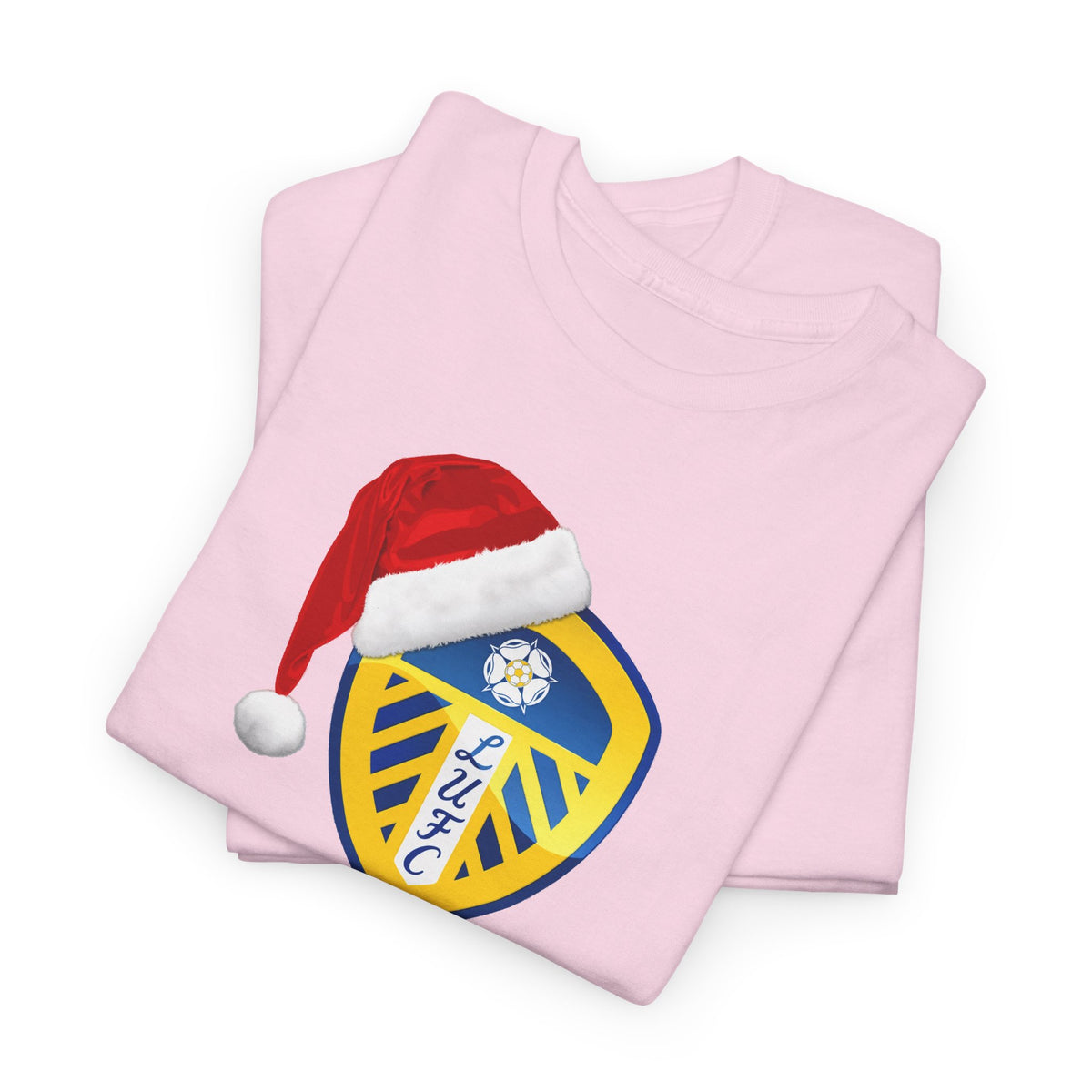 Leeds United Santa Hat Christmas Soccer Crest T‑Shirt – Festive Football Fan Tee