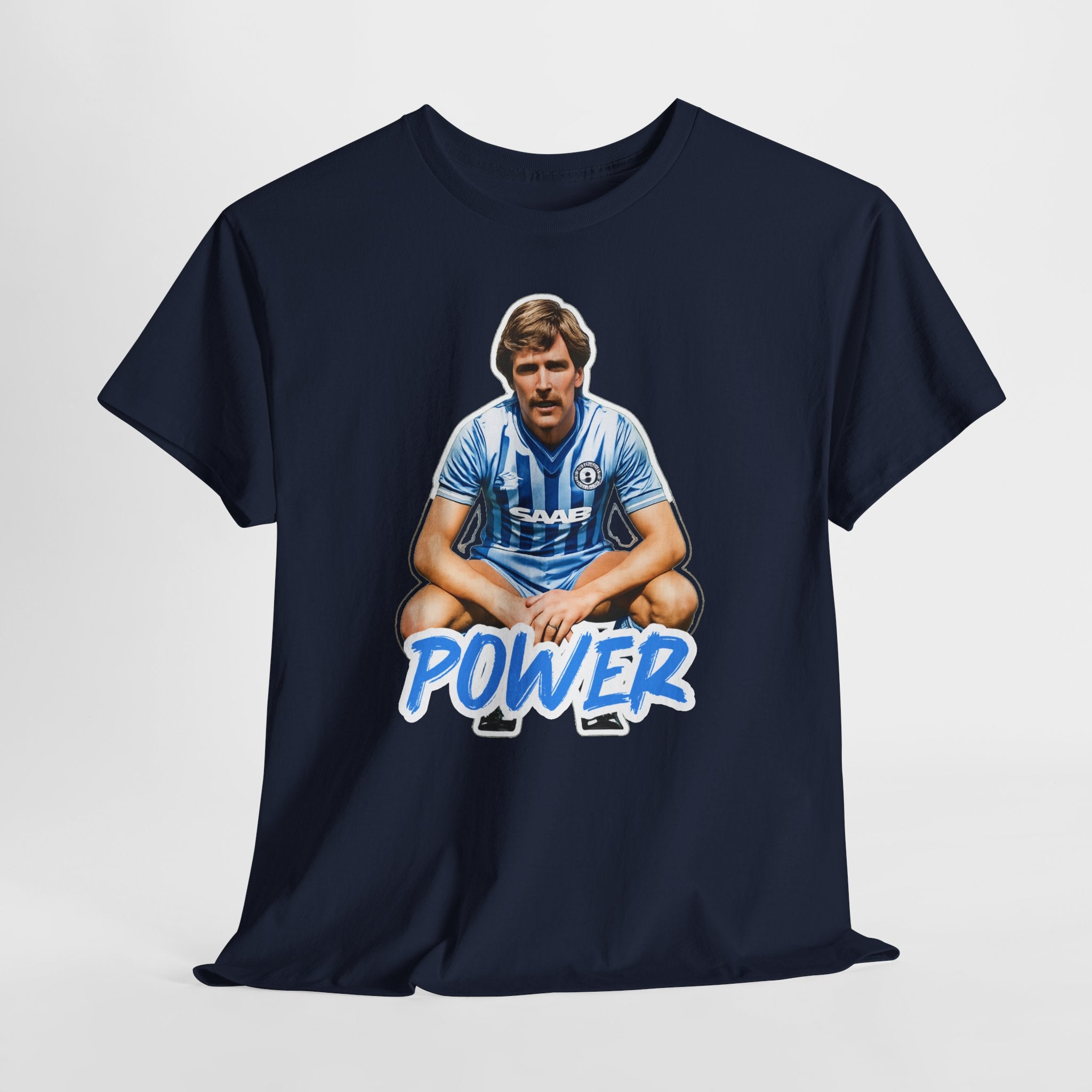 Paul Power Manchester City Legend Player Graphic Tee — Retro Football Jersey Design