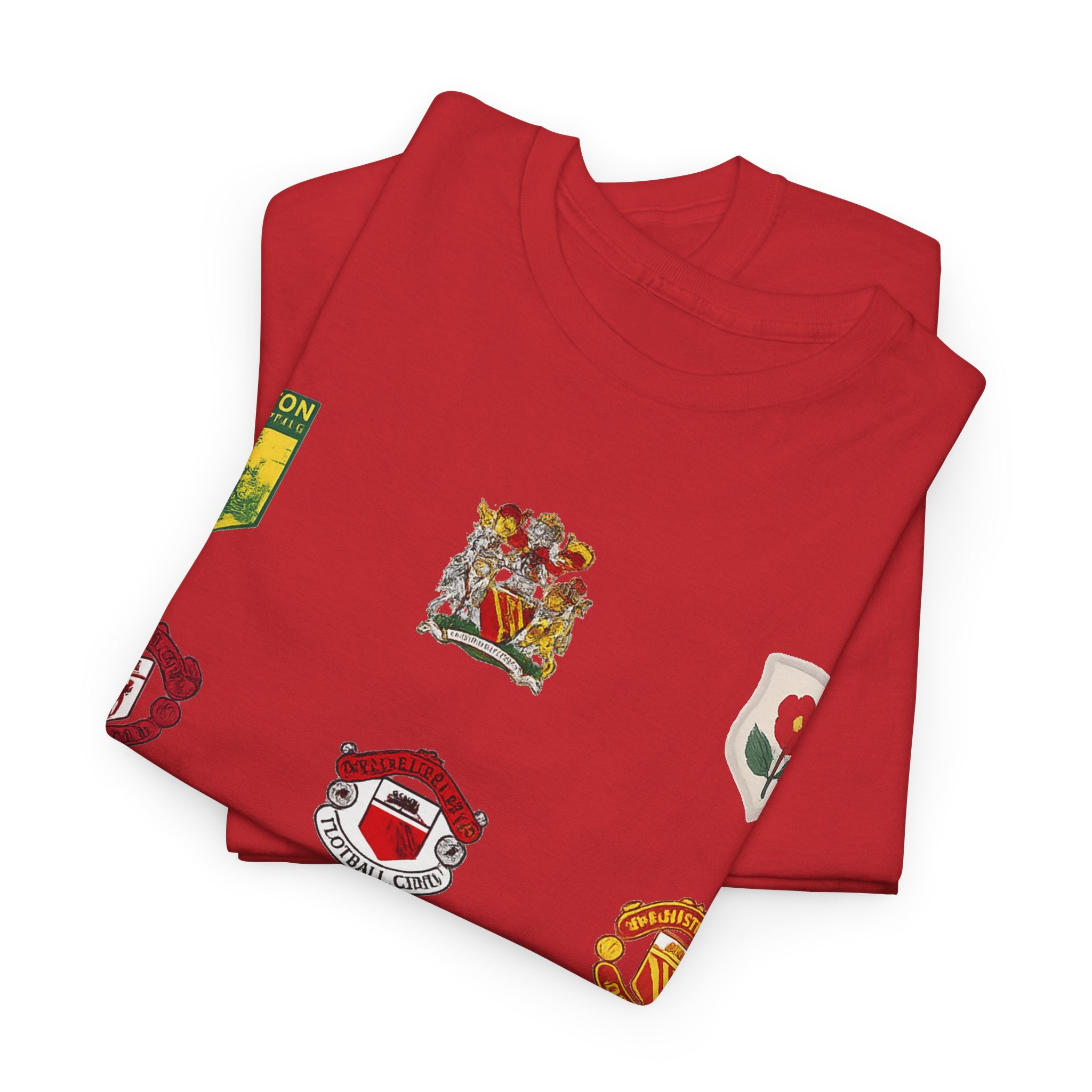 Manchester United T-Shirt — Vintage Football Club Badge Collage Tee