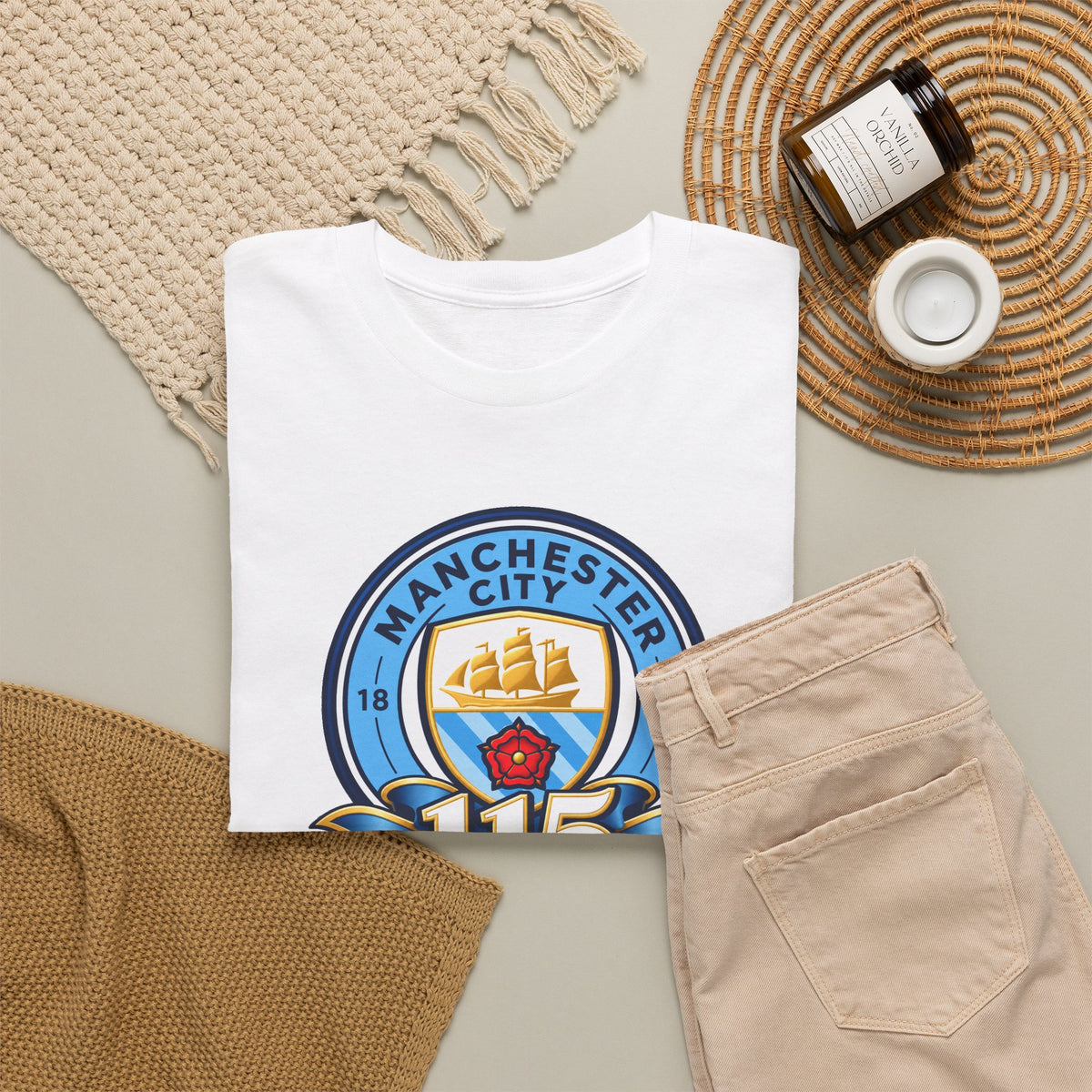 Manchester City 115th Crest Inspired Cotton T-Shirt