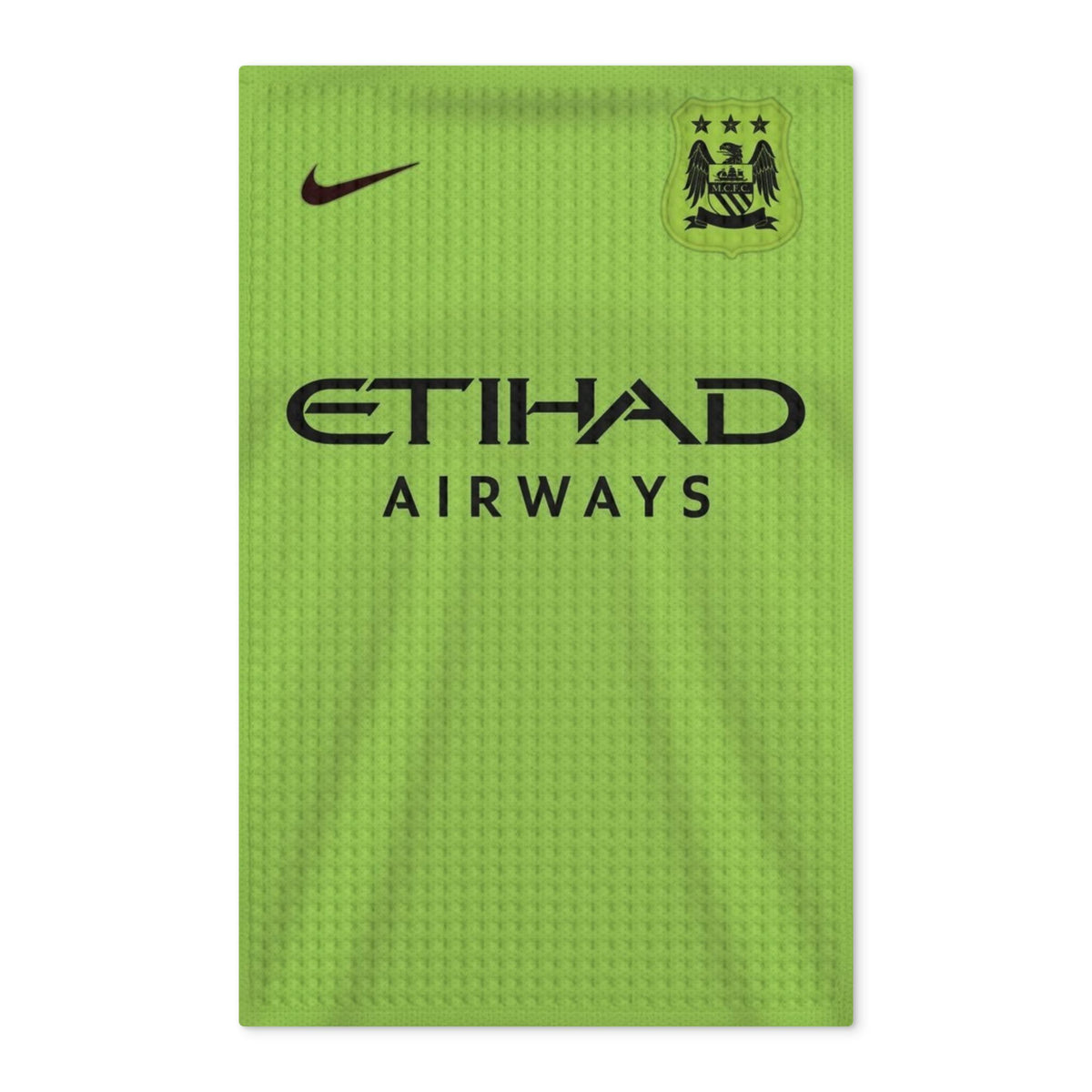 Manchester City Green Waffle Tea Towel – Etihad Airways Logo, Double-Sided Kitchen Towel