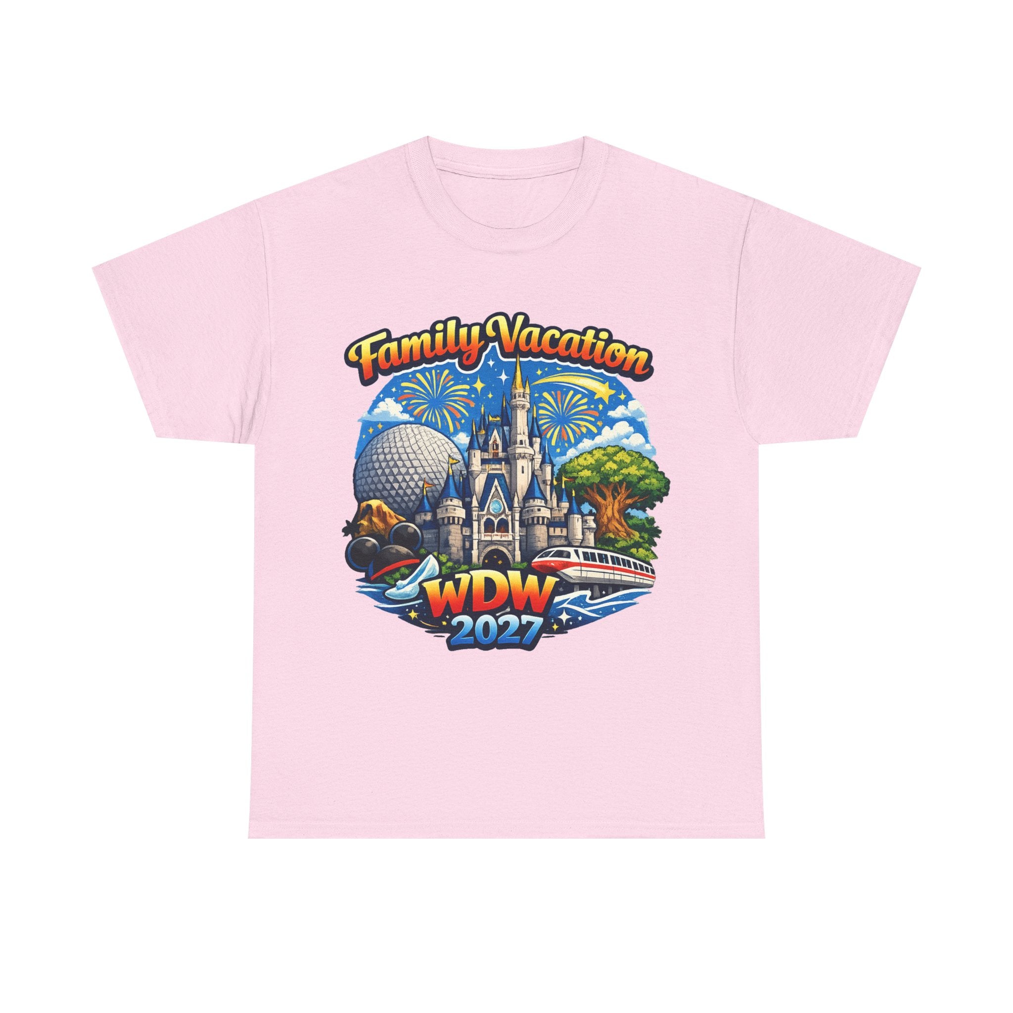 Family Vacation WDW 2027 T-Shirt – Disney Park Castle & Fireworks Vacation Tee