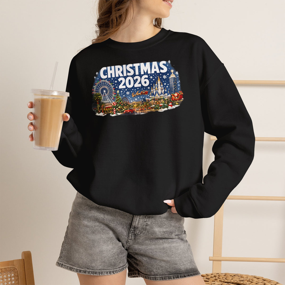 Christmas 2026 Holiday Sweatshirt – Festive Winter Cityscape Crewneck