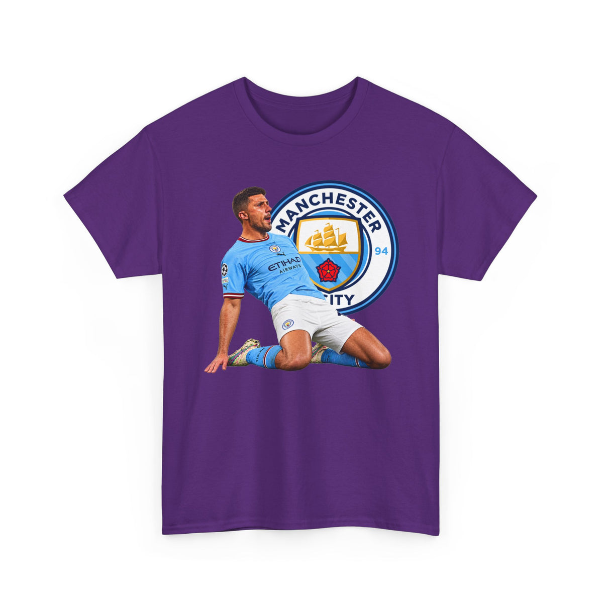 Rodri Manchester City Legend Cotton T-Shirt – Celebratory Slide Graphic Tee
