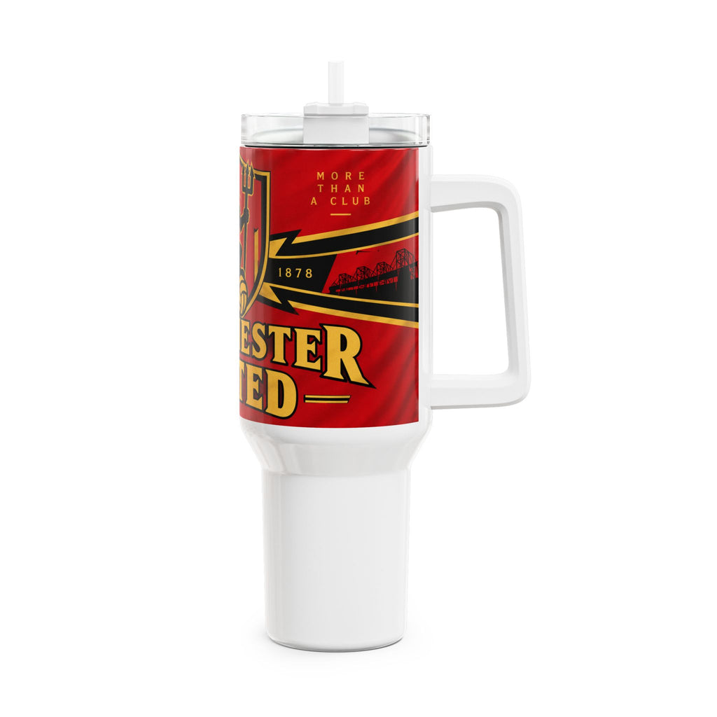 Manchester United 40oz Tumbler - Travel Mug with Handle, Football Fan Gift