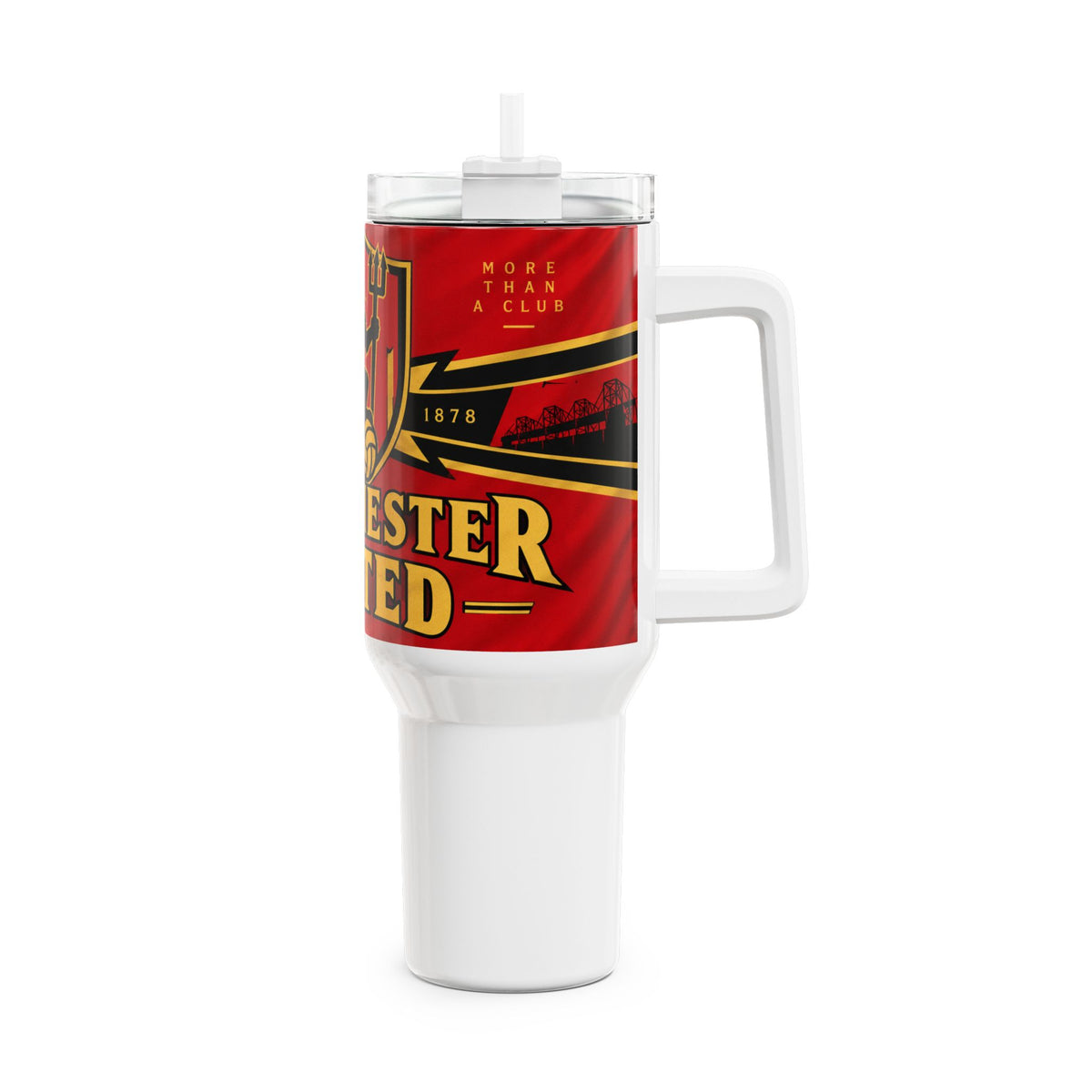 Manchester United 40oz Tumbler - Travel Mug with Handle, Football Fan Gift