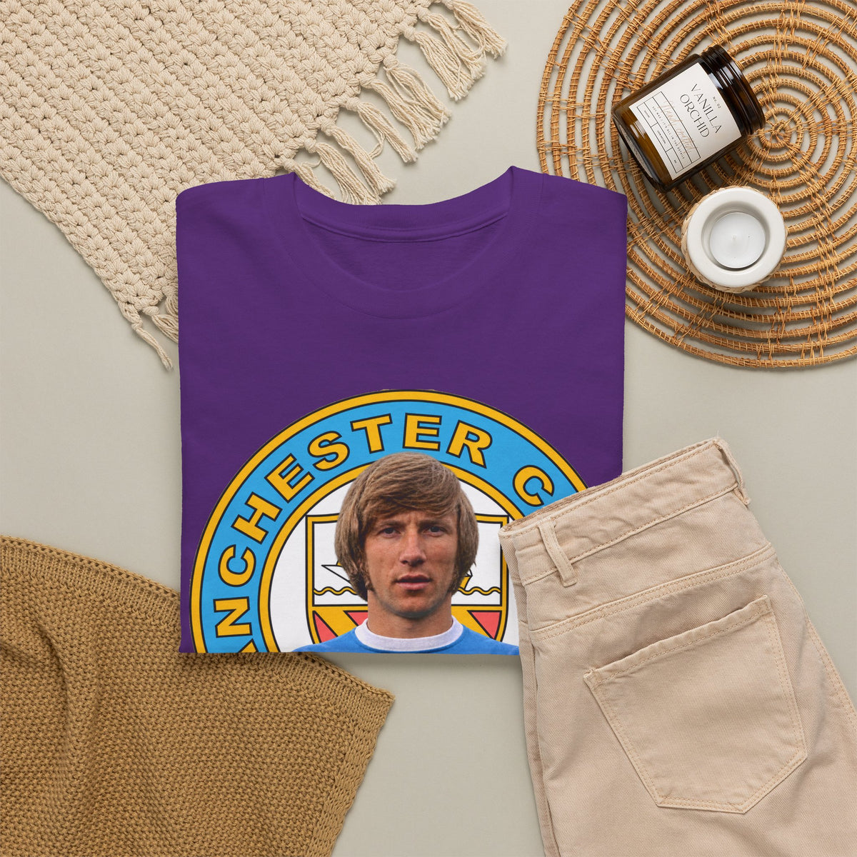 Colin Bell Manchester City Legend Cotton Tee — Retro Player Graphic
